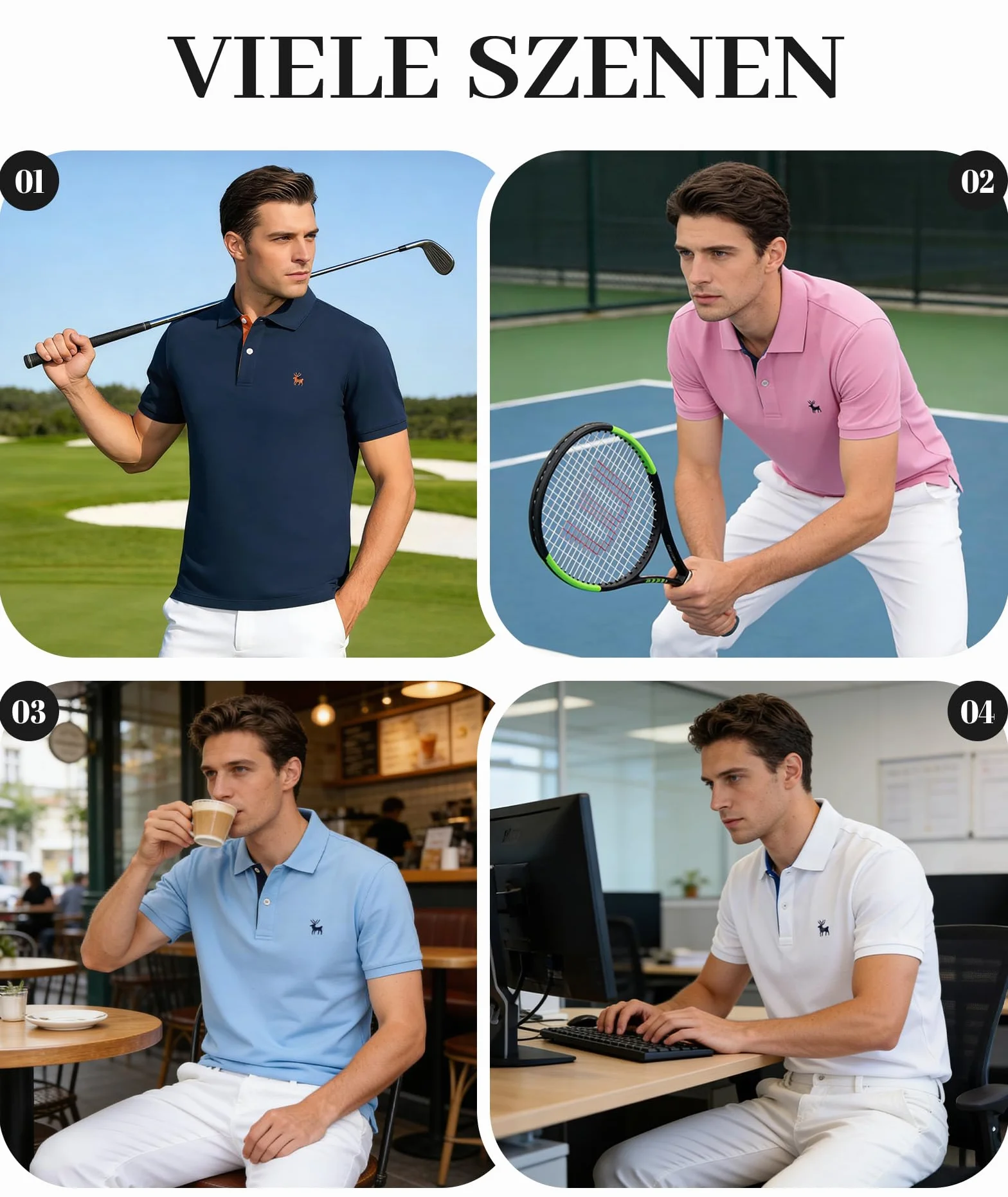 JACKETOWN Polo de Golf Manga Corta Hombre Camisa Deportiva Secado Rápido Transpirable