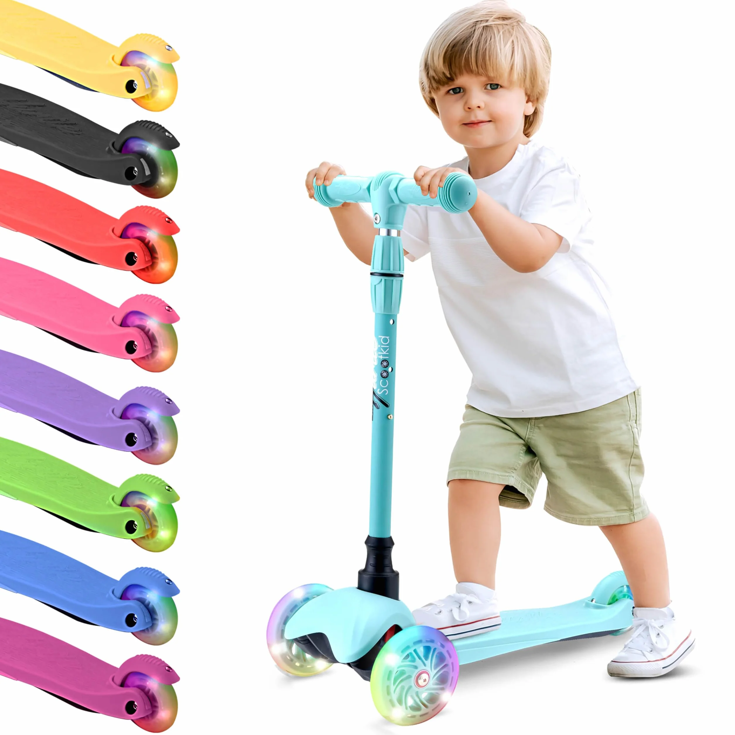 Hurtle Patinete, Scooter para niños, 3 Ruedas, Liviano, Luces LED, Antideslizante