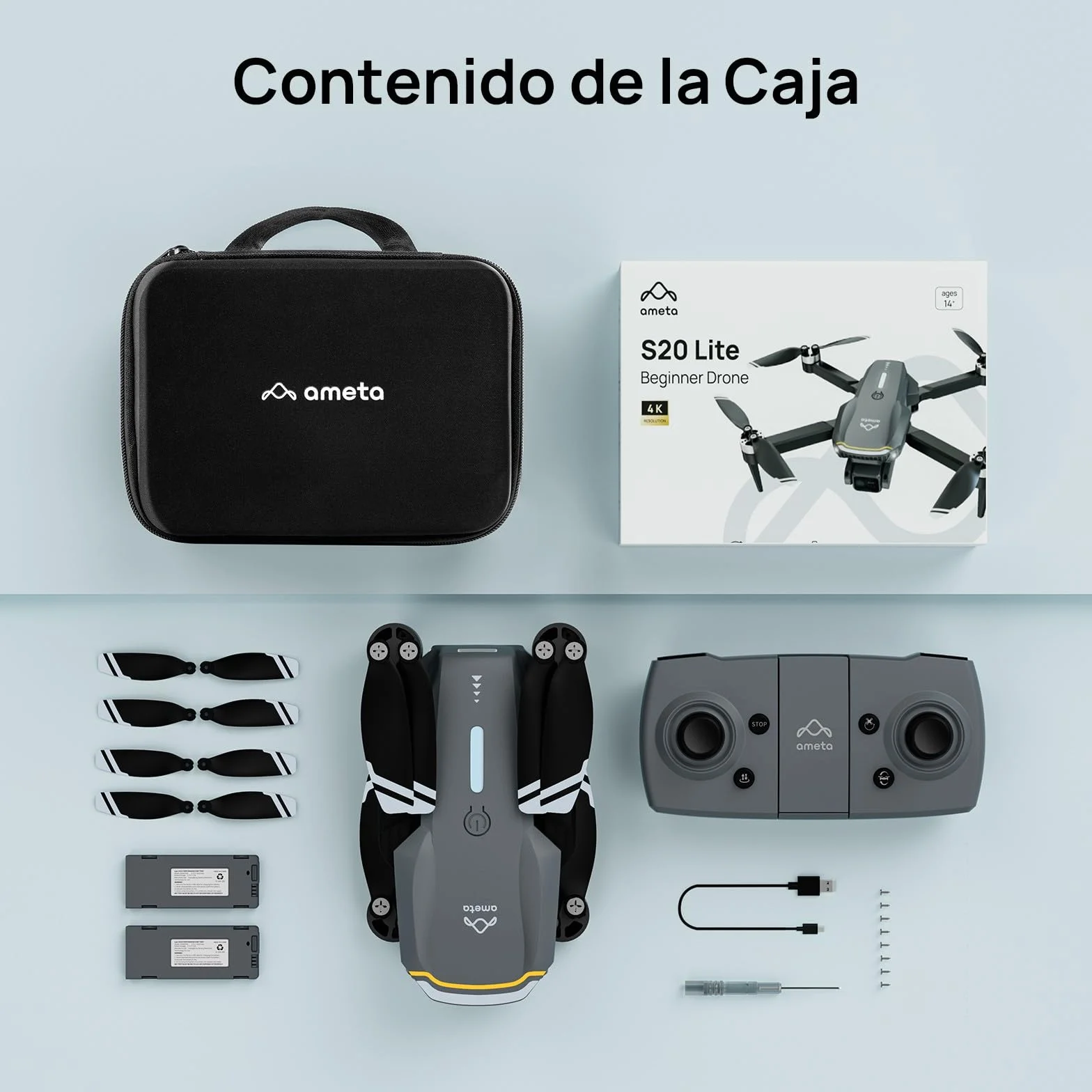 Ameta Drones con Camara 4K para Adultos, S20 Lite Dron para Niños Motor Brushless, Mini Drone FPV con 36min de Vuelo/Altitud Retención/Vuelo Círculo, Juguetes Regalo para Niños, Menos de 249g