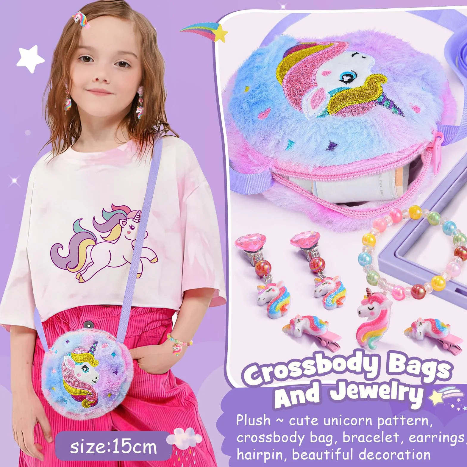 Regalos Unicornio Niñas 4 5 6 7 8 9 10 Años Manta Sofa 3D Tarjeta Cumpleaños Joyas para Niñas Botella de Agua Diadema Maquillaje Antifaz para Dormir Monedero Unicornio Juguete Regalos Cumpleaños