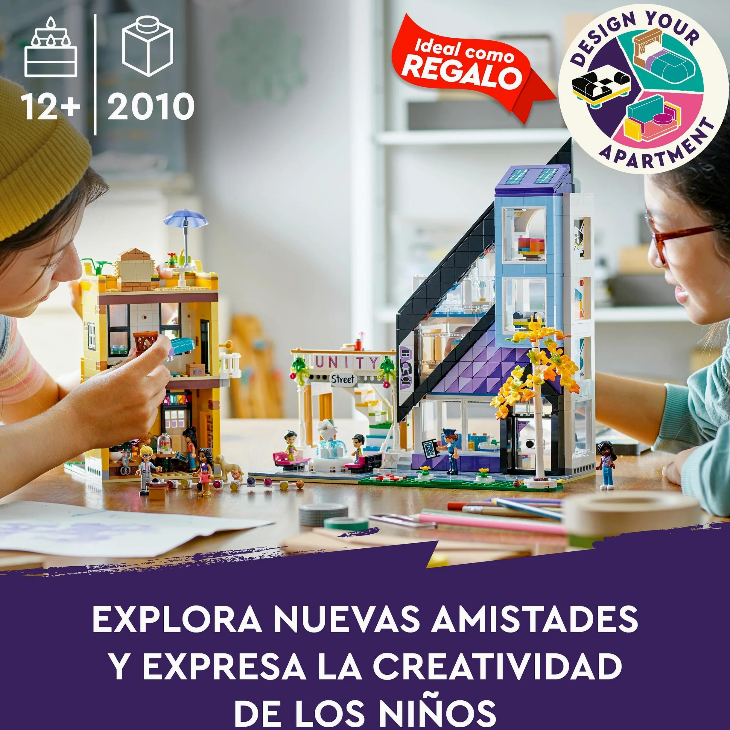 LEGO 41732 Friends Floristería y Tienda de Diseño del Centro, Casa de Muñecas para Decorar, Regalos para Niñas y Niños de 12 Años y Adolescentes, 9 Personajes, Juguete Personalizable para Construir