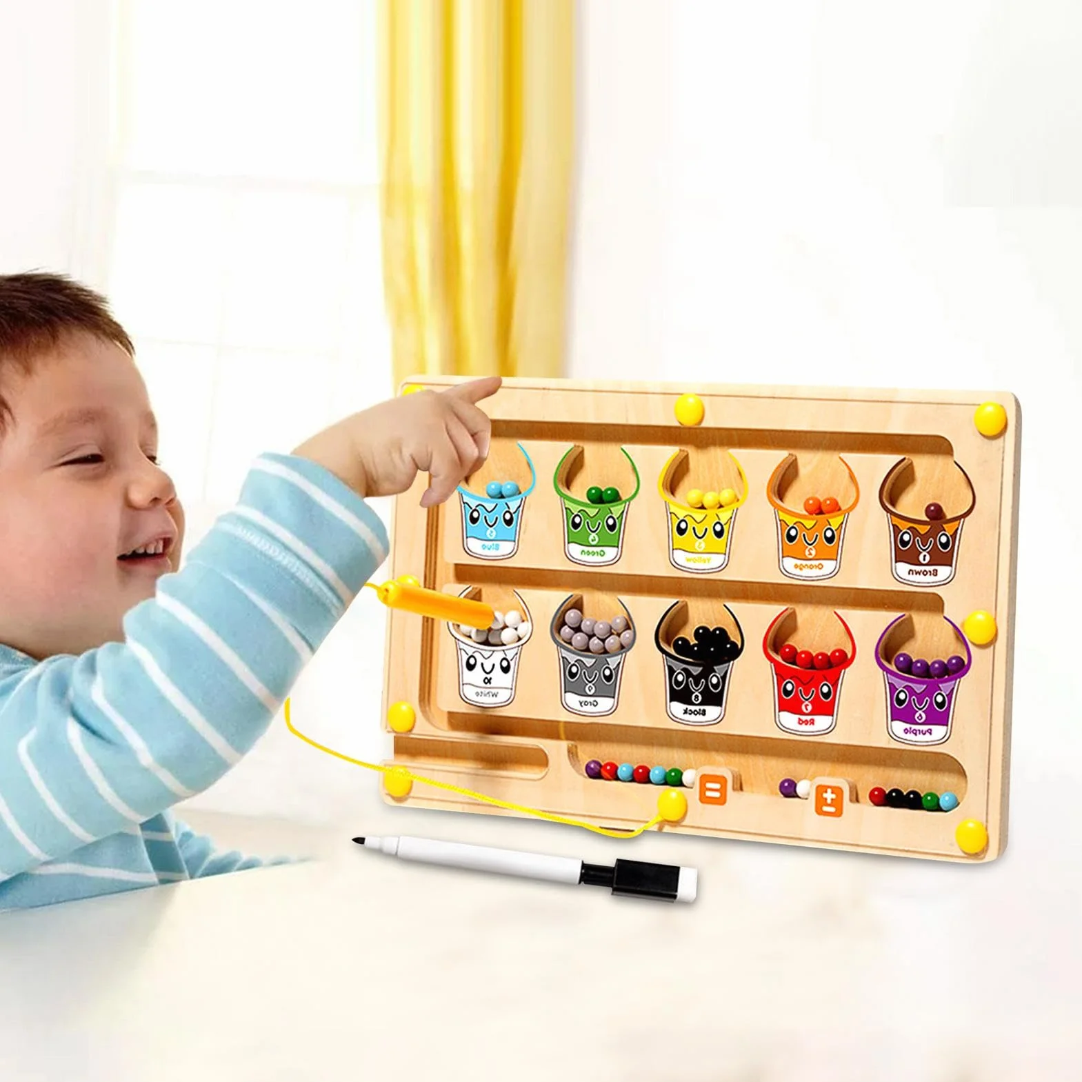 Laberinto magnético, laberinto magnético de colores y conteo, tabla de de conteo de madera Aprendizaje educativo de habilidades motoras magnético Juguetes