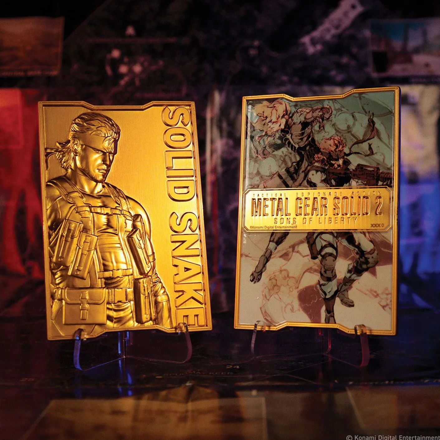 FaNaTtik Metal Gear Solid 2 - Lingote de serpiente sólido chapado en oro de 24 quilates, con licencia oficial y edición limitada coleccionable (2.001 en todo el mundo) con numeración individual