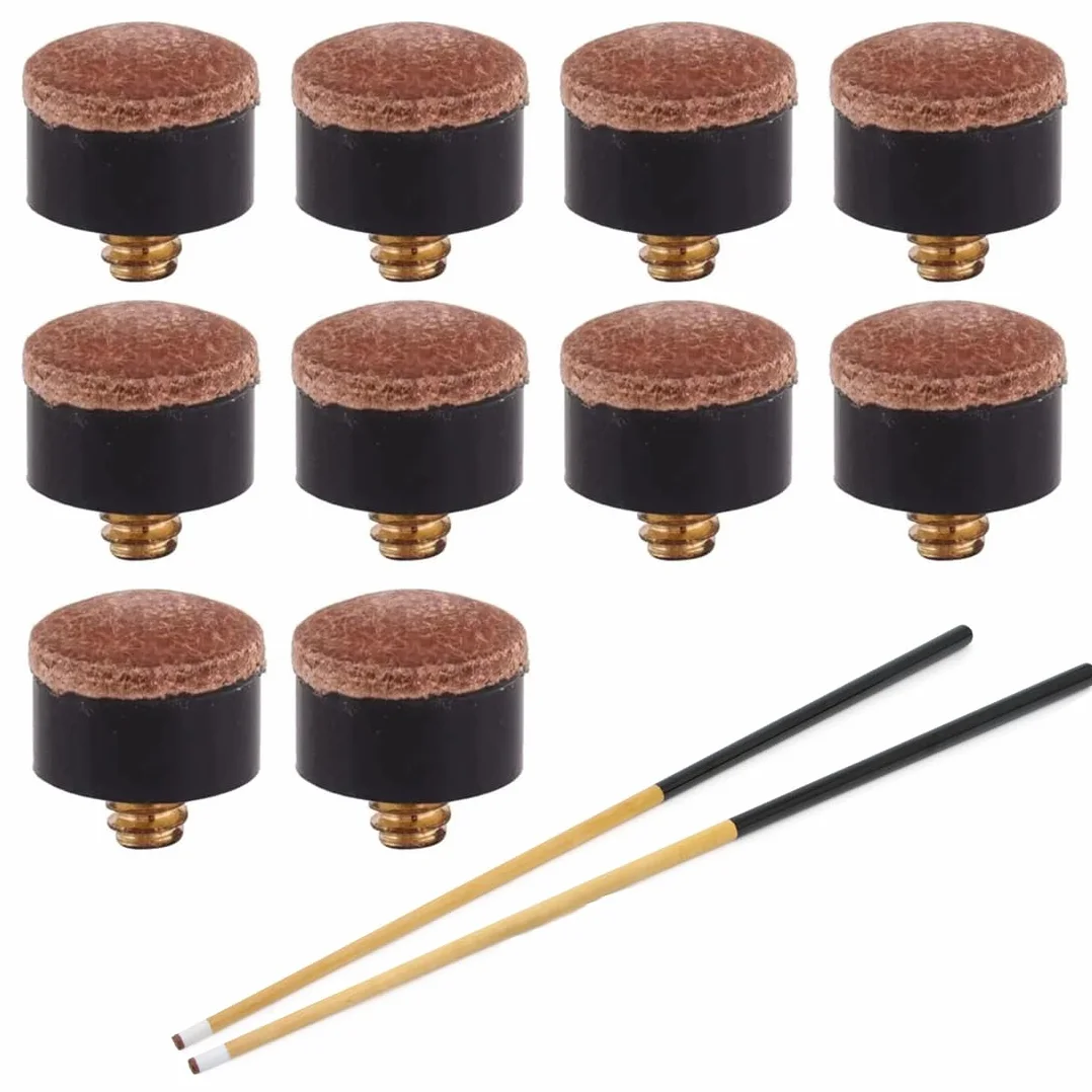 Kit de Repuestos para Cola de Billar, Consejos de Repuesto para Pool, Accesorios Snooker, Schraubbare Leder Spitzen (13mm)