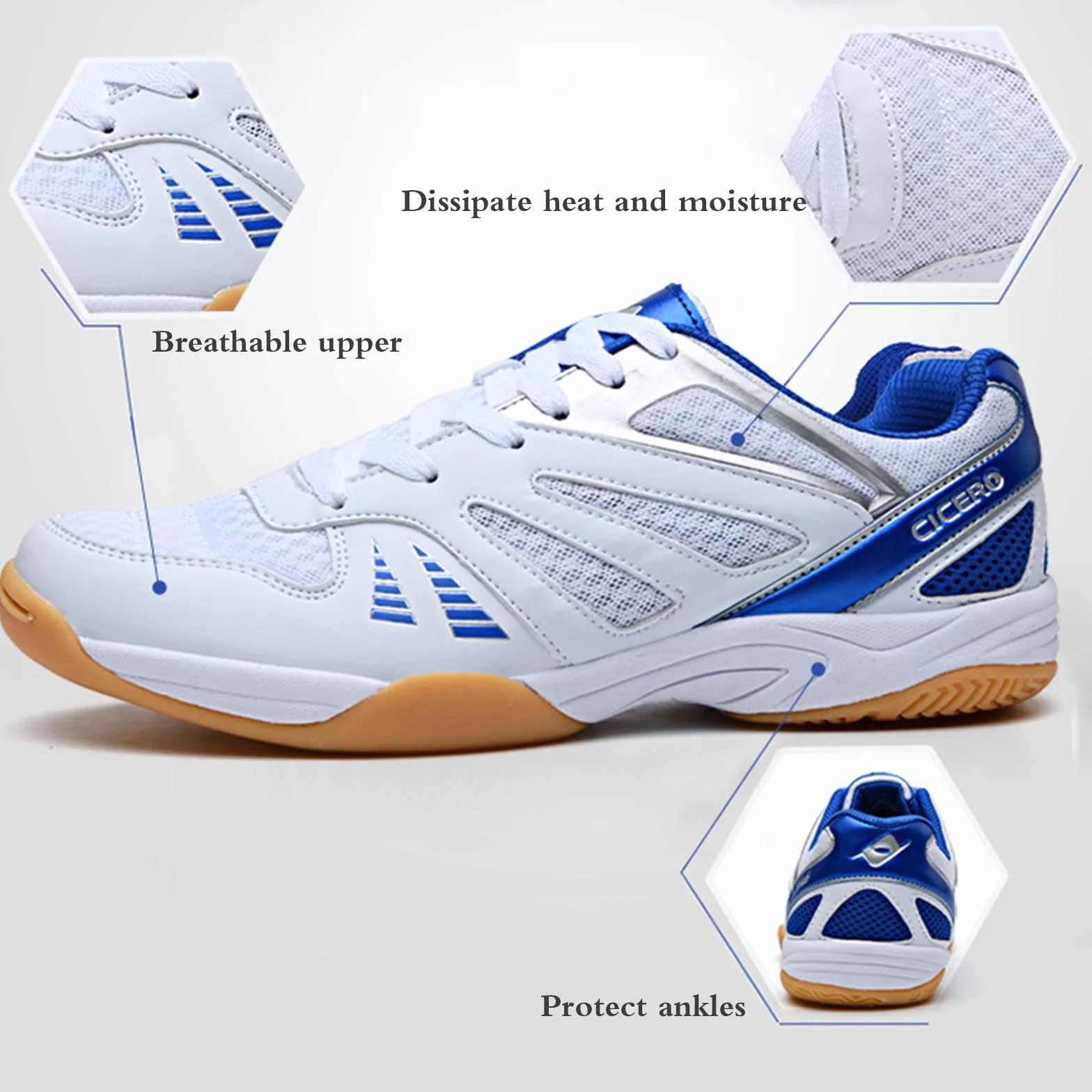 Zapatillas de Tenis de Mesa Hombre Squash Bádminton Unisex Adulto Cómodas