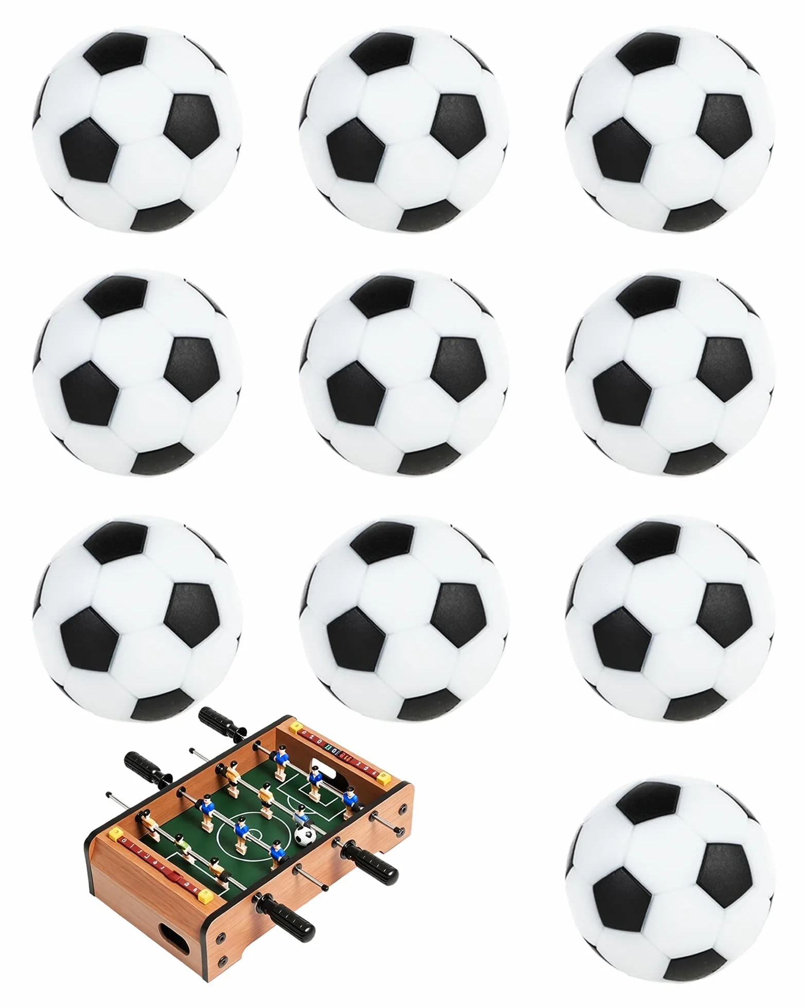 10 Pelotas Futbolín – Bolas Repuesto 32 mm para futbolines para niños y Adultos, Accesorios para Juegos de Futbol y Entrenamiento