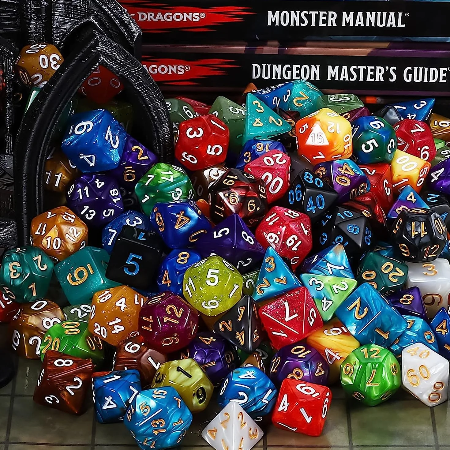 QMAY Juego de dados DND, 25 x 7 (175 piezas) dados poliédricos compatibles con Dungeon and Dragons MTG Table Games RPG DND., DCIE25