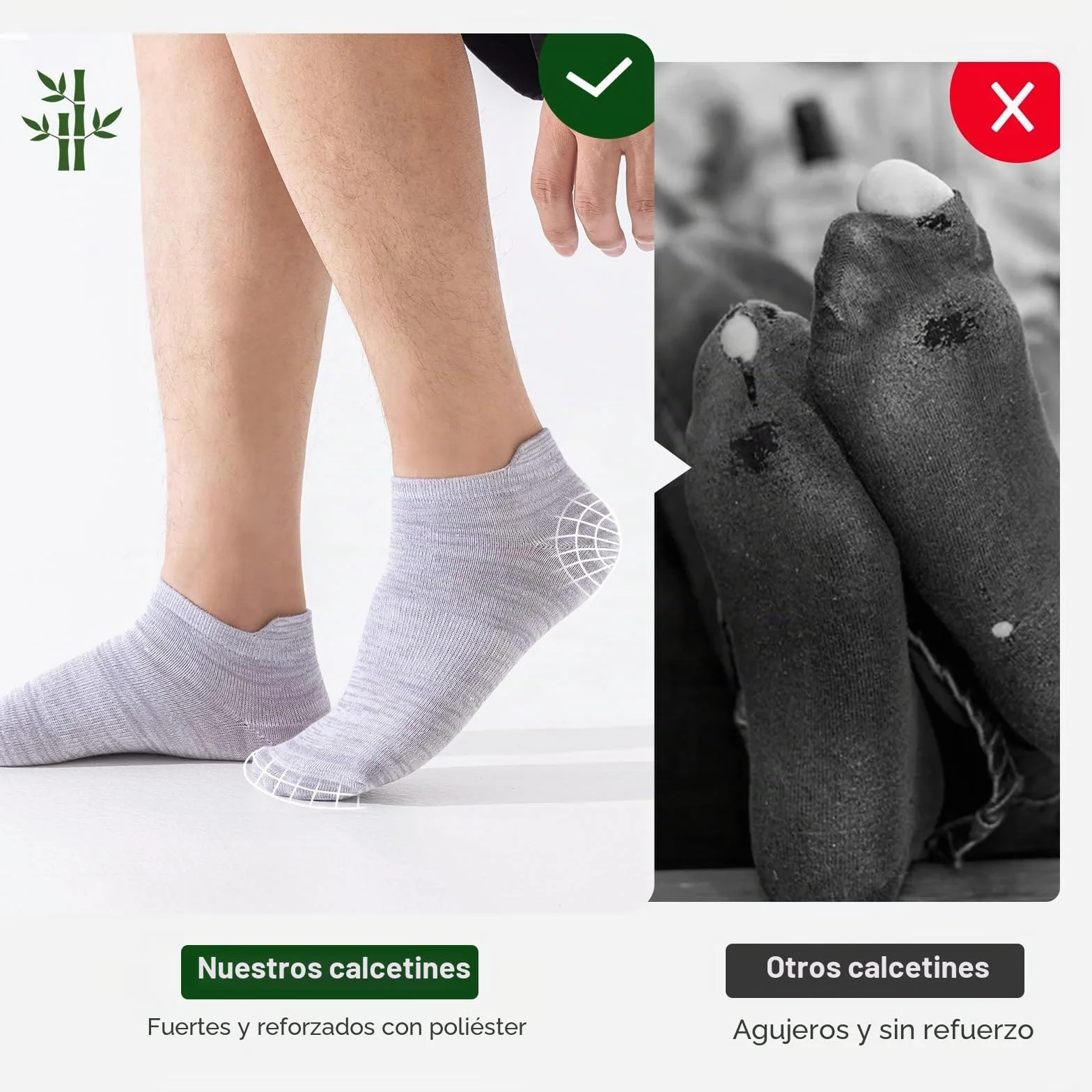 Calcetines Tobilleros de Bambú para Hombre 43-46 y Mujer 37-42, 6 Pares Transpirables Antiampollas