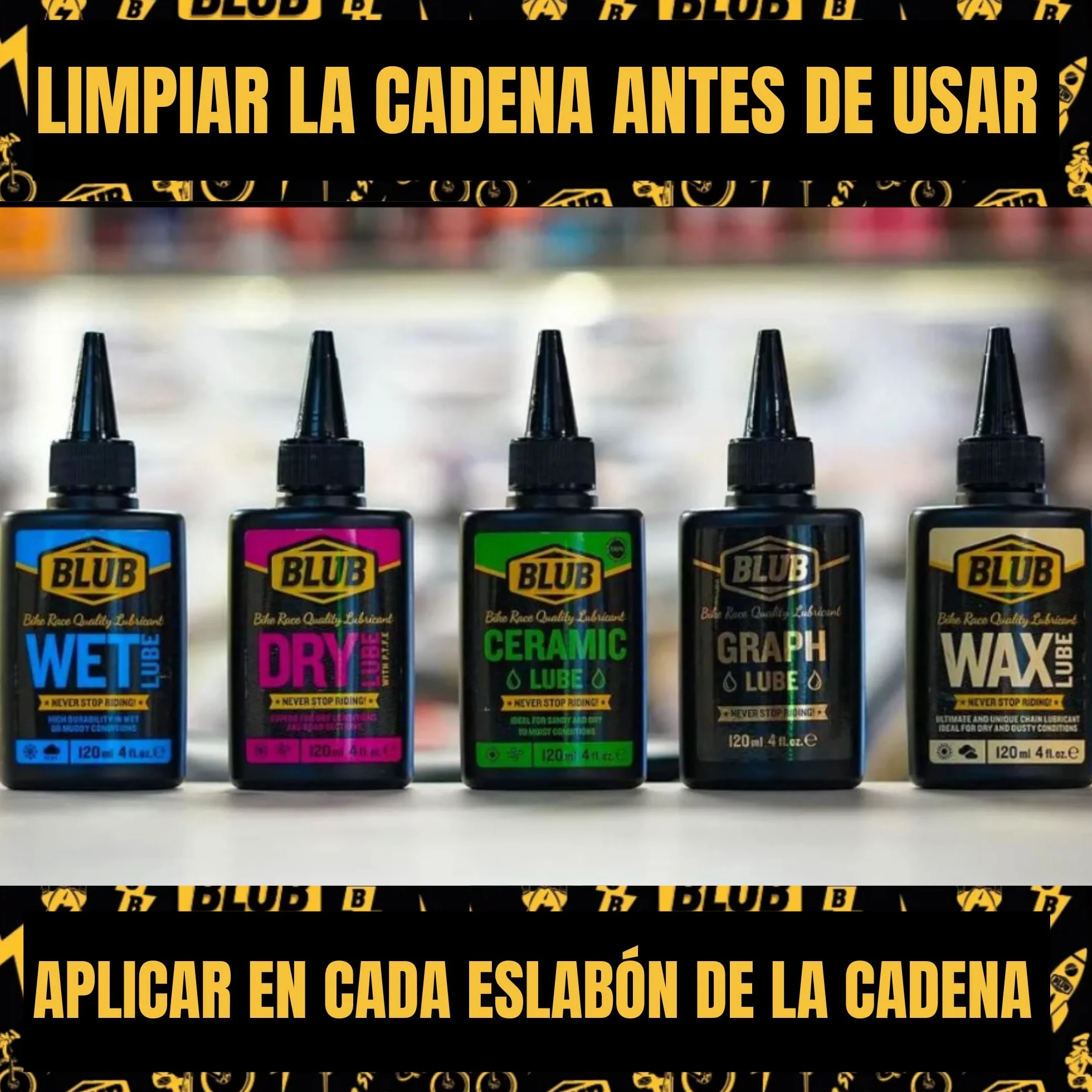 BLUB Ceramic Lube 120ml Aceite Ceramico Cadena Bicicleta Lubricante Bicicleta MTB BMX Carretera Grasa Bici Todas Condiciones Verde
