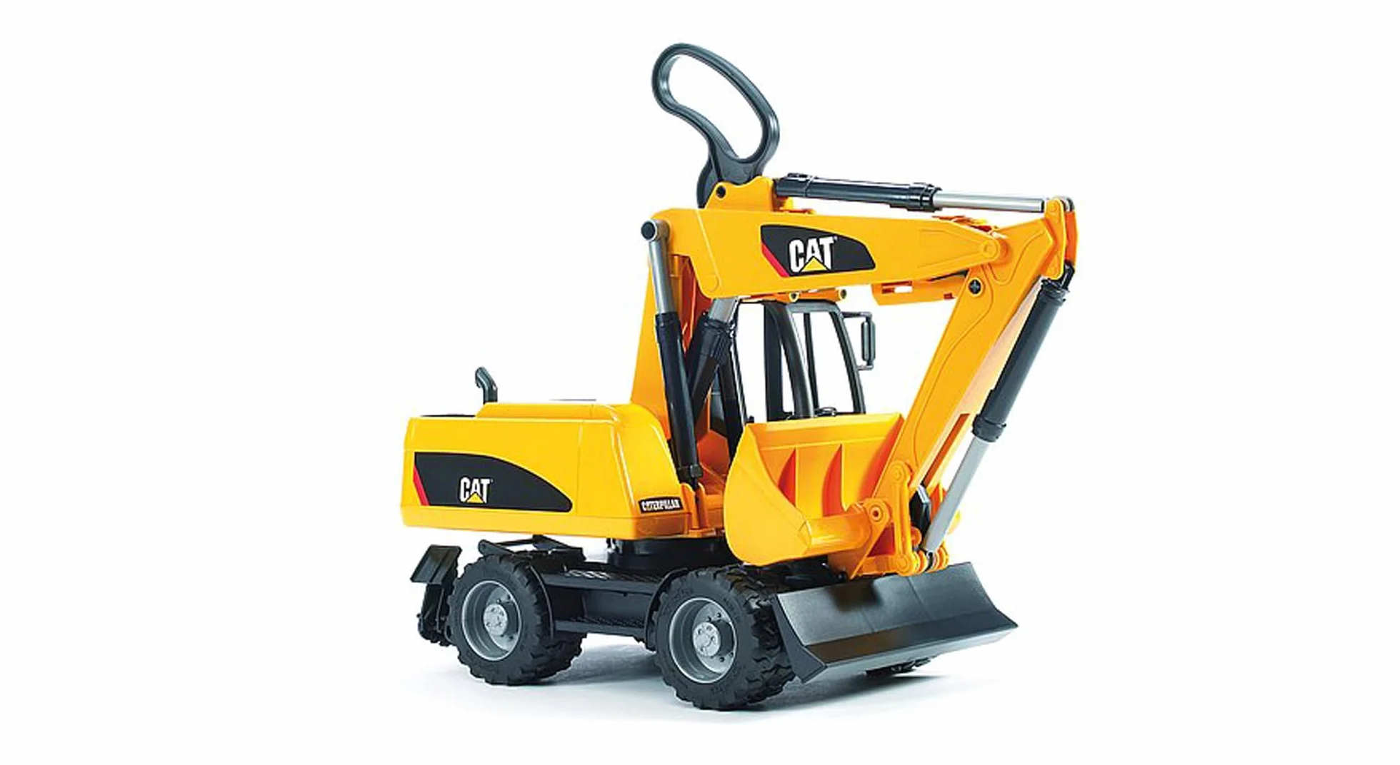 bruder 02445 - Excavadora de ruedas Cat - 1:16 Obra, Vehículo de construcción, Excavadora de cuchara, Trabajador, bworld, Máquina de construcción, Juguete