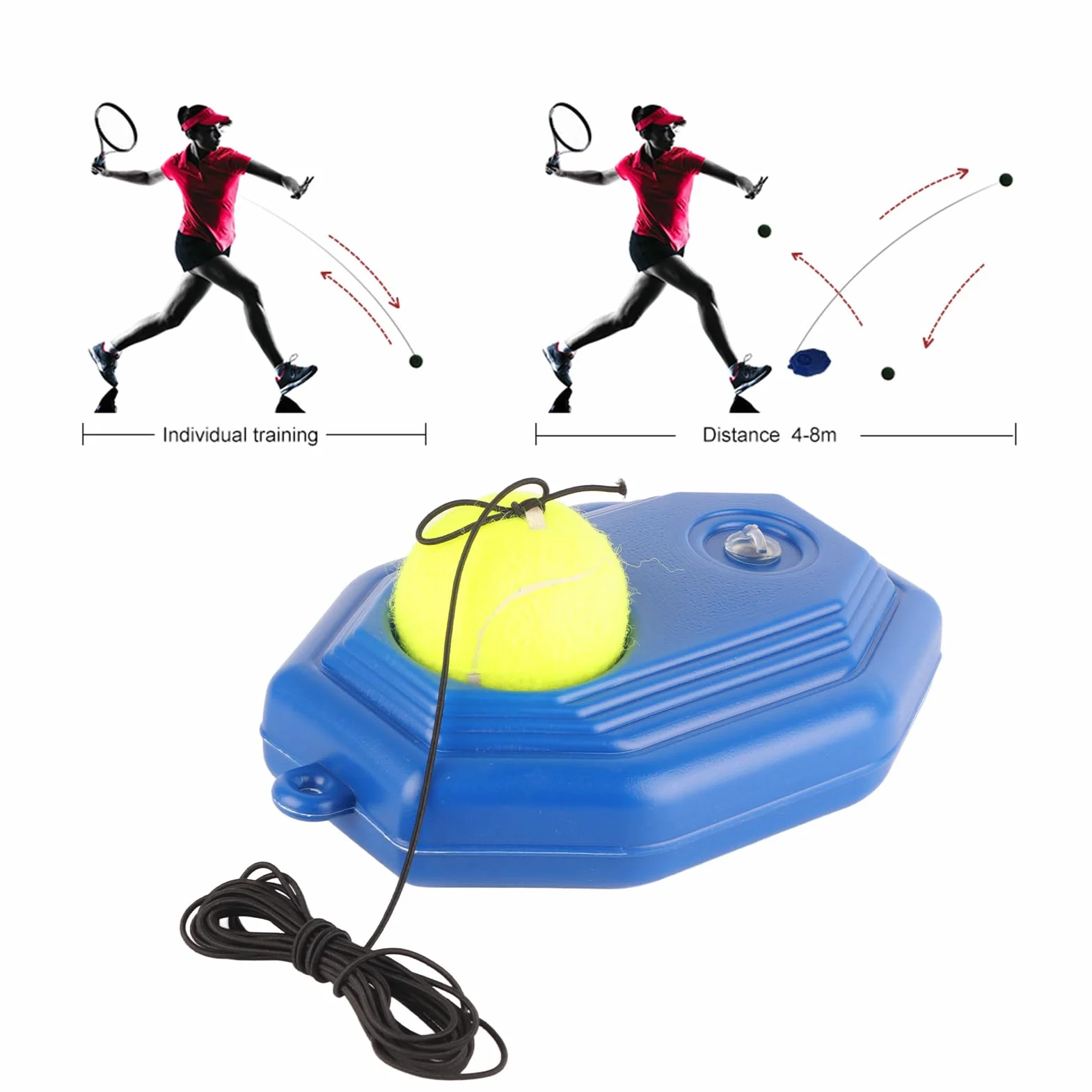 Srliya Juego de Entrenador de Tenis con Cuerda Elástica para Práctica Individual