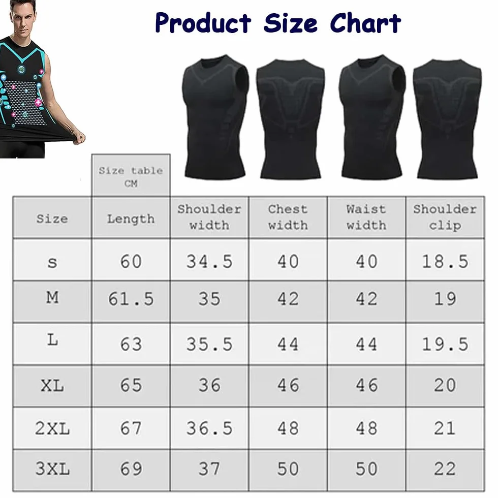 Shaper de Cuerpo de Iones para Hombre, Moldeador, Chaleco Adelgazante, Camisa Compresión Térmica, Sin Mangas, Negro L