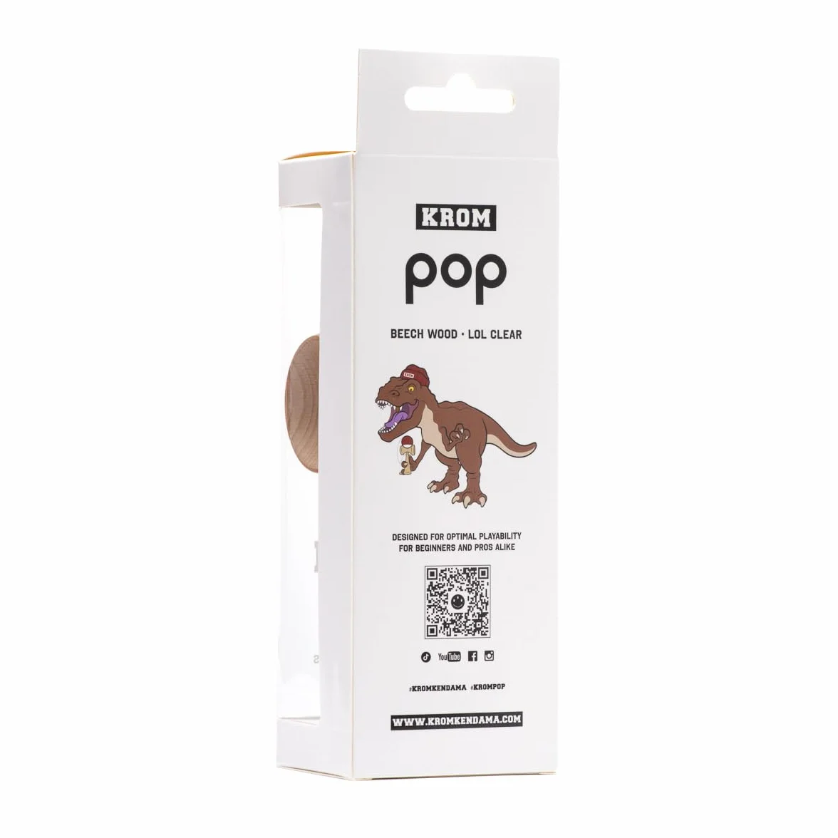 KROM Kendama POP LOL Blanco – de madera de haya certificada – Madera de alta calidad – Para principiantes y profesionales – Pack : cuerda de repuesto + pegatinas