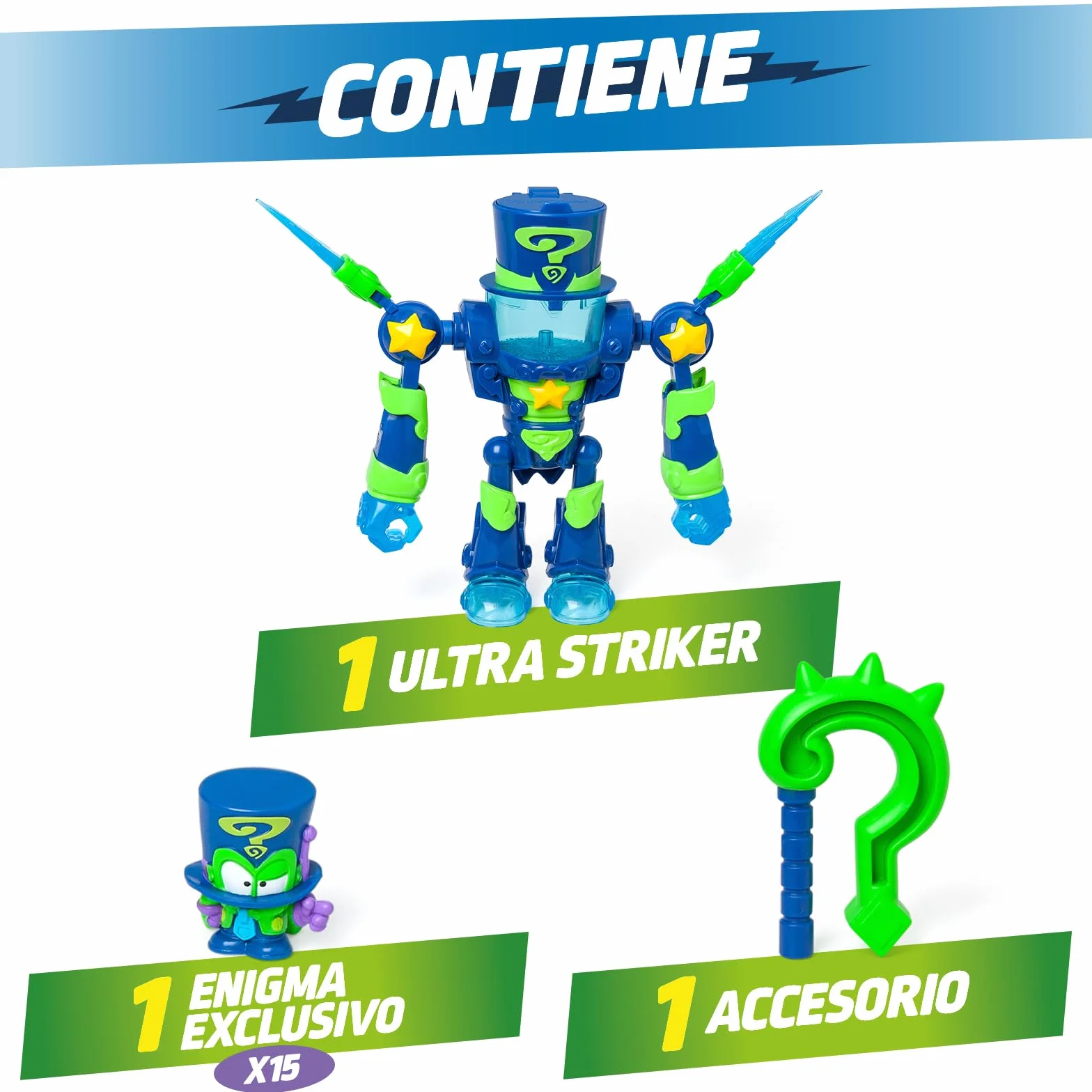 SUPERTHINGS – Ultra Striker Enigma. Robot Ultra Striker de Enigma de la Serie de TV “SuperThings Kazoom Power”. Contiene 1 Ultra Striker Robot, 1 Enigma Exclusivo, 1 Accesorio