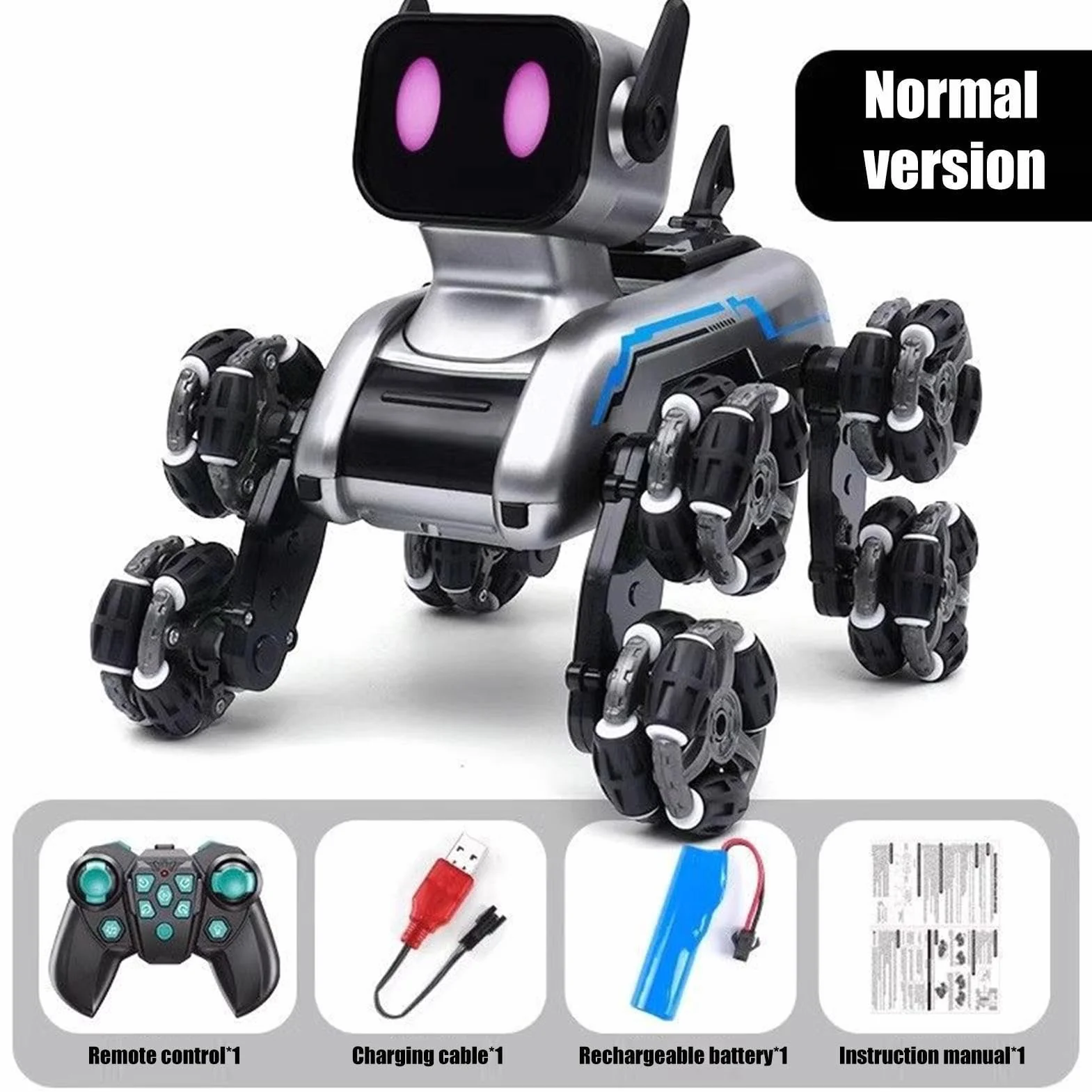 Perro De con Mando A Distancia - Robot Canino para Niños | Cachorro Robot Inteligente De Ocho Ruedas para Interior Y Jardín Niños Niñas | Uso en Interior y Exterior