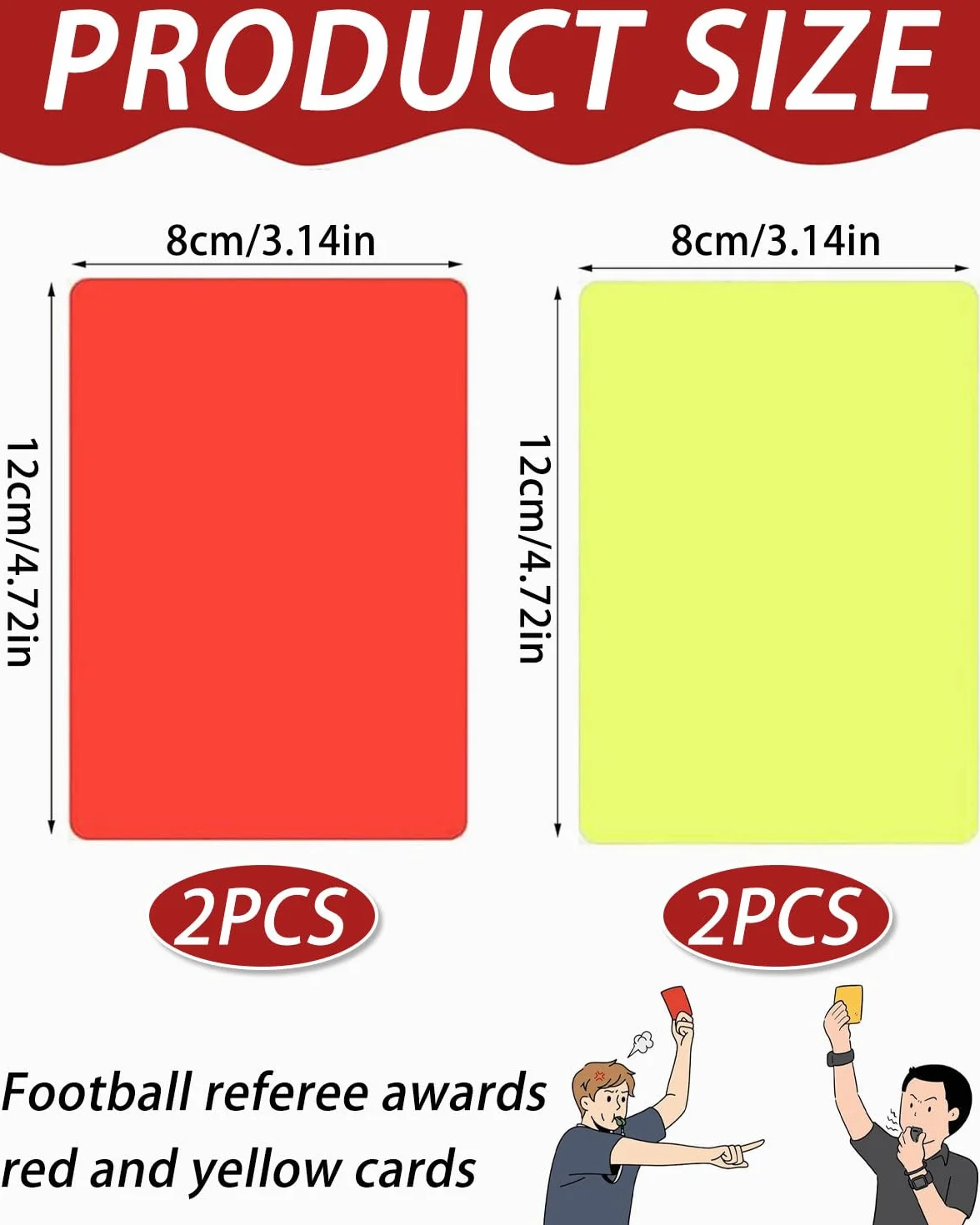 2 Pares Tarjetas Árbitro Fútbol PVC Rojas Amarillas Resistentes Accesorios Partido