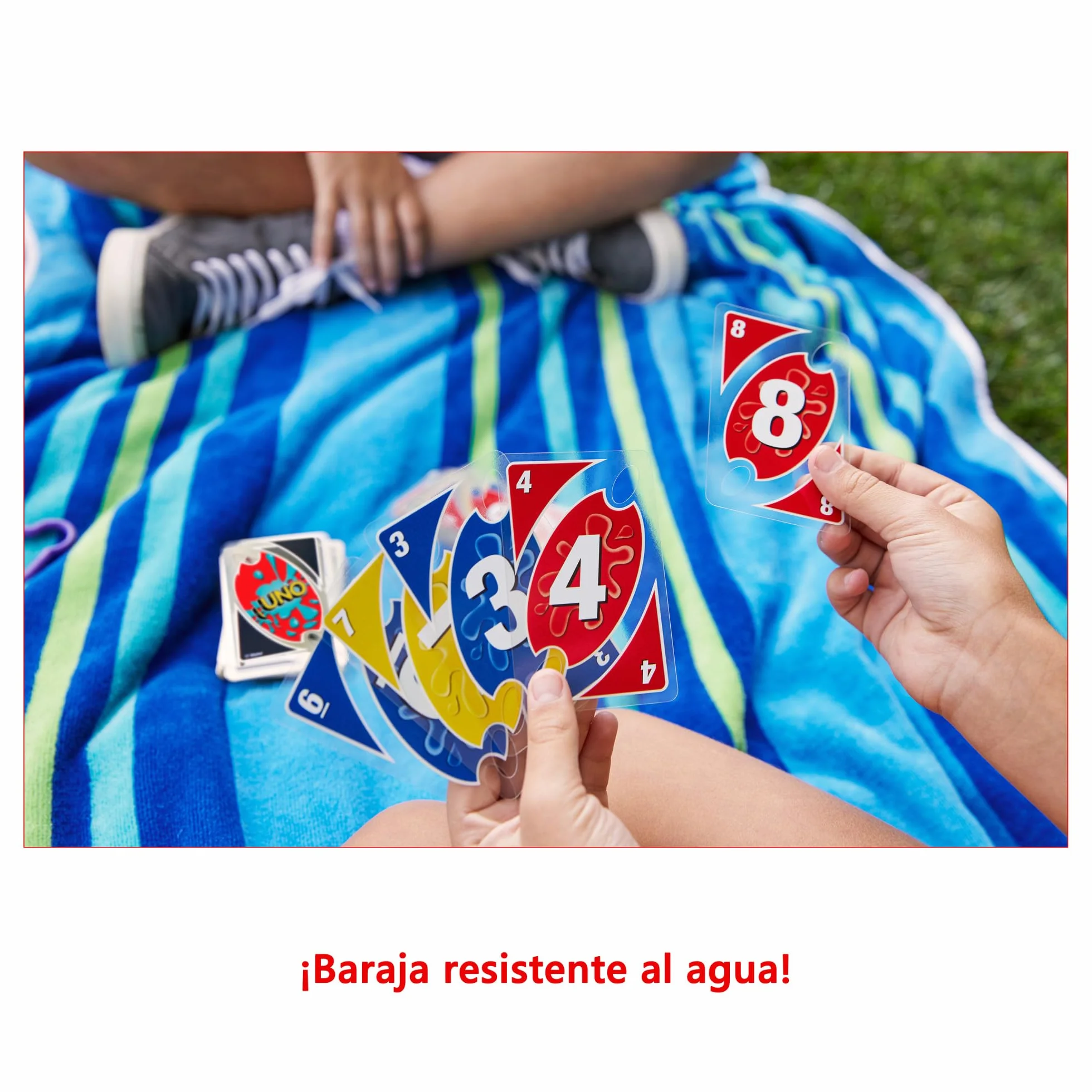 Mattel Games UNO H20 To Go Juego de Cartas Resistentes al Agua +7 años Playa Nieve Viajes P1703