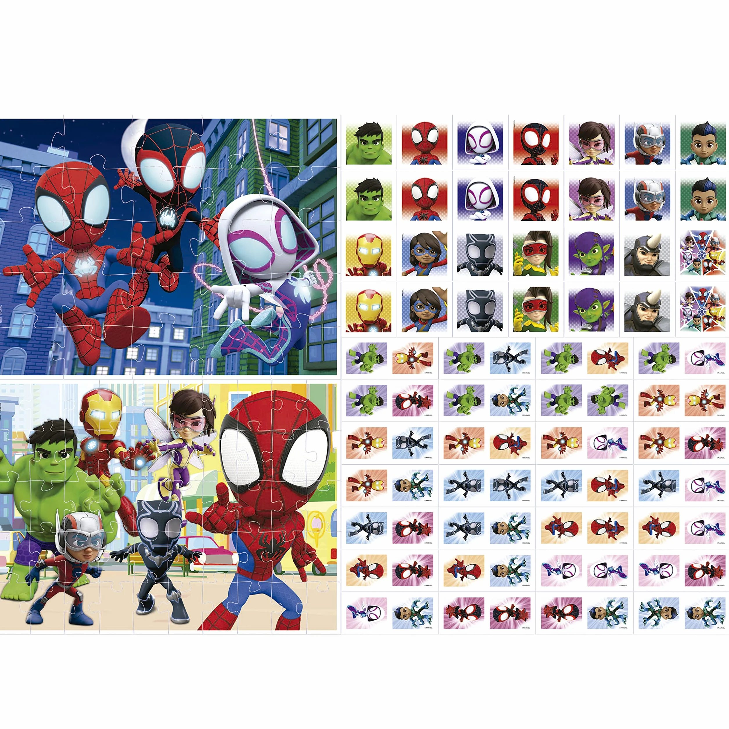 Educa - Superpack Spidey y Sus Increíbles Amigos 4 en 1 | Puzzles, Dominó, Memory | 2 Puzzles 25 y 50 Piezas, Dominó 28 fichas, Identic 28 Cartas | Juego niños 3 años (19682)