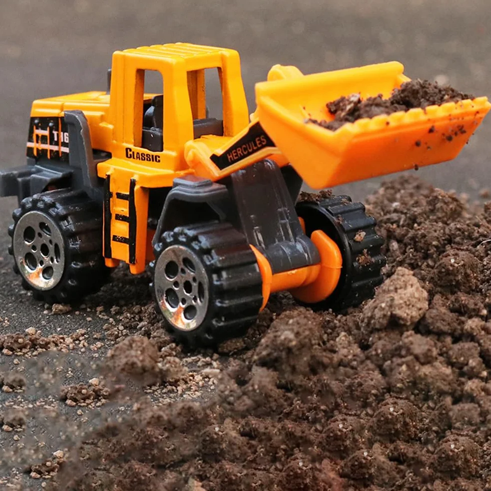 6 Piezas Mini Vehículo de Construcciones Juguete, Juego de Juguetes Camión de Construcción, Construcción Excavadora Camión de Juguete, Regalos de Cumpleaños para Niños a Partir de 3 Años