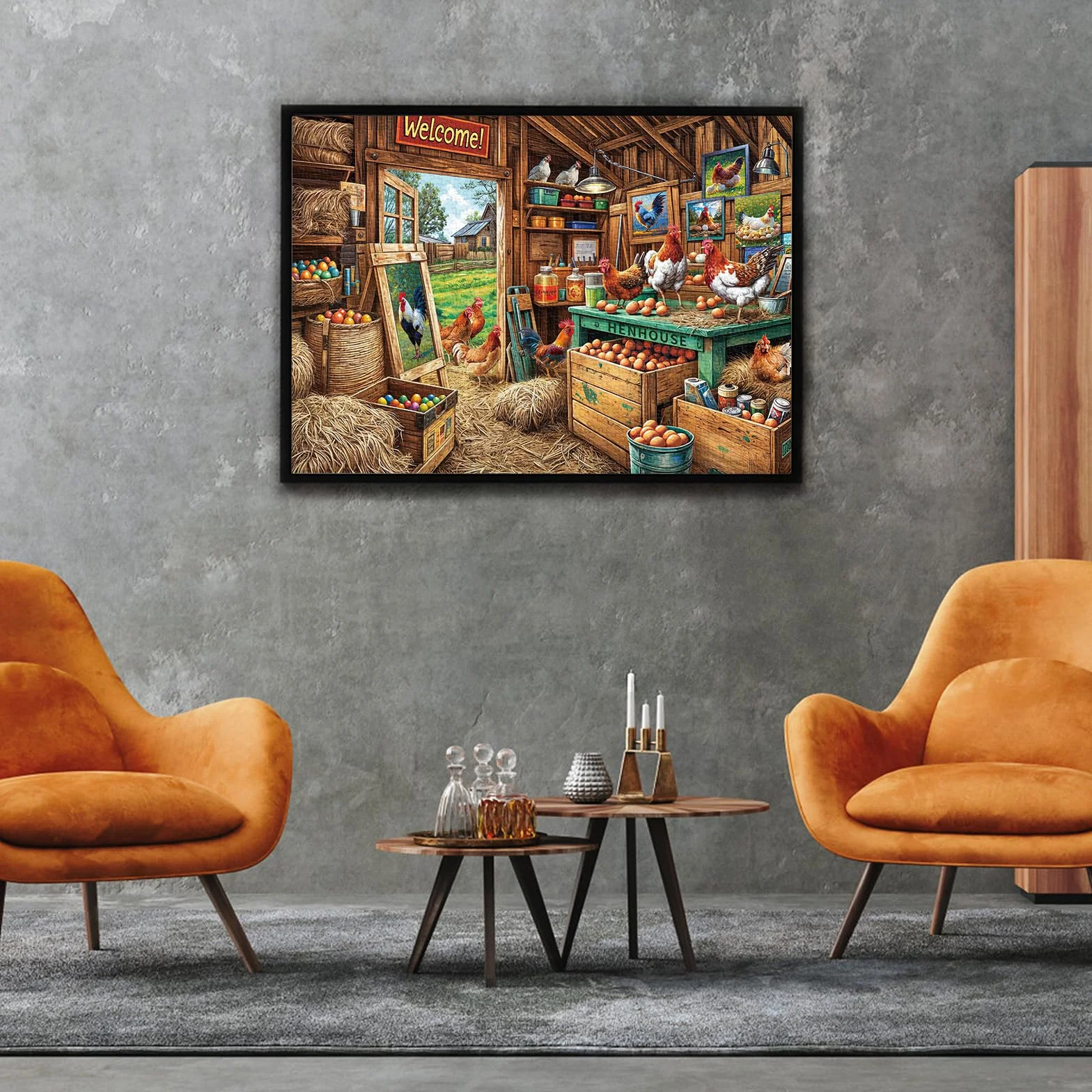 Puzzle de 1000 Piezas, Puzzle para Adultos, un desafiante acertijo, Juegos de Rompecabezas para Toda la Familia, Regalos para Mujeres, Regalos para Hombres, Tema: gallinero