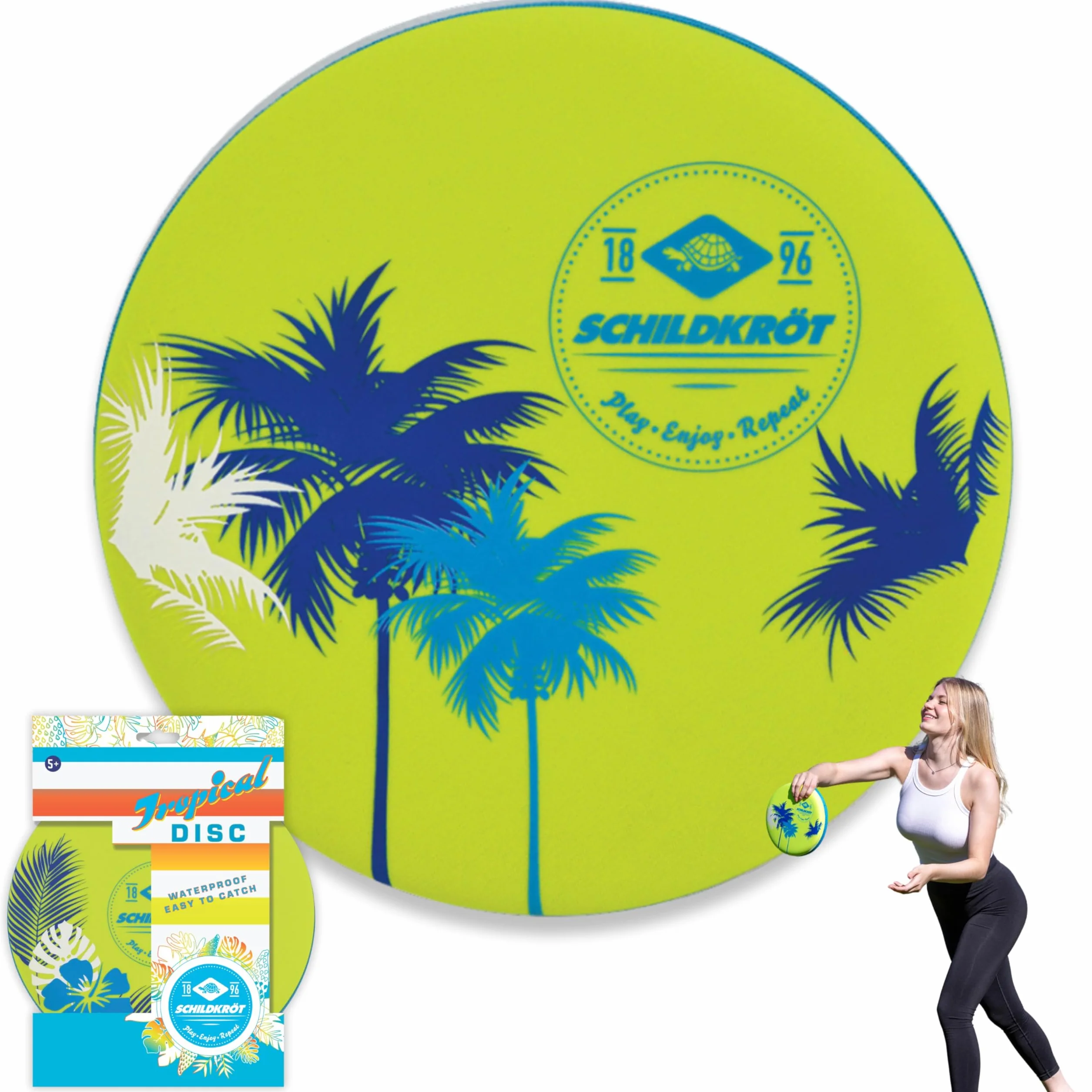 Schildkröt Disco Volador Tropical, Espuma Sólida con Funda de Neopreno, Ø 23cm, Buenas Características de Vuelo, Peso Reducido, Resistente al Agua Salada, 970300