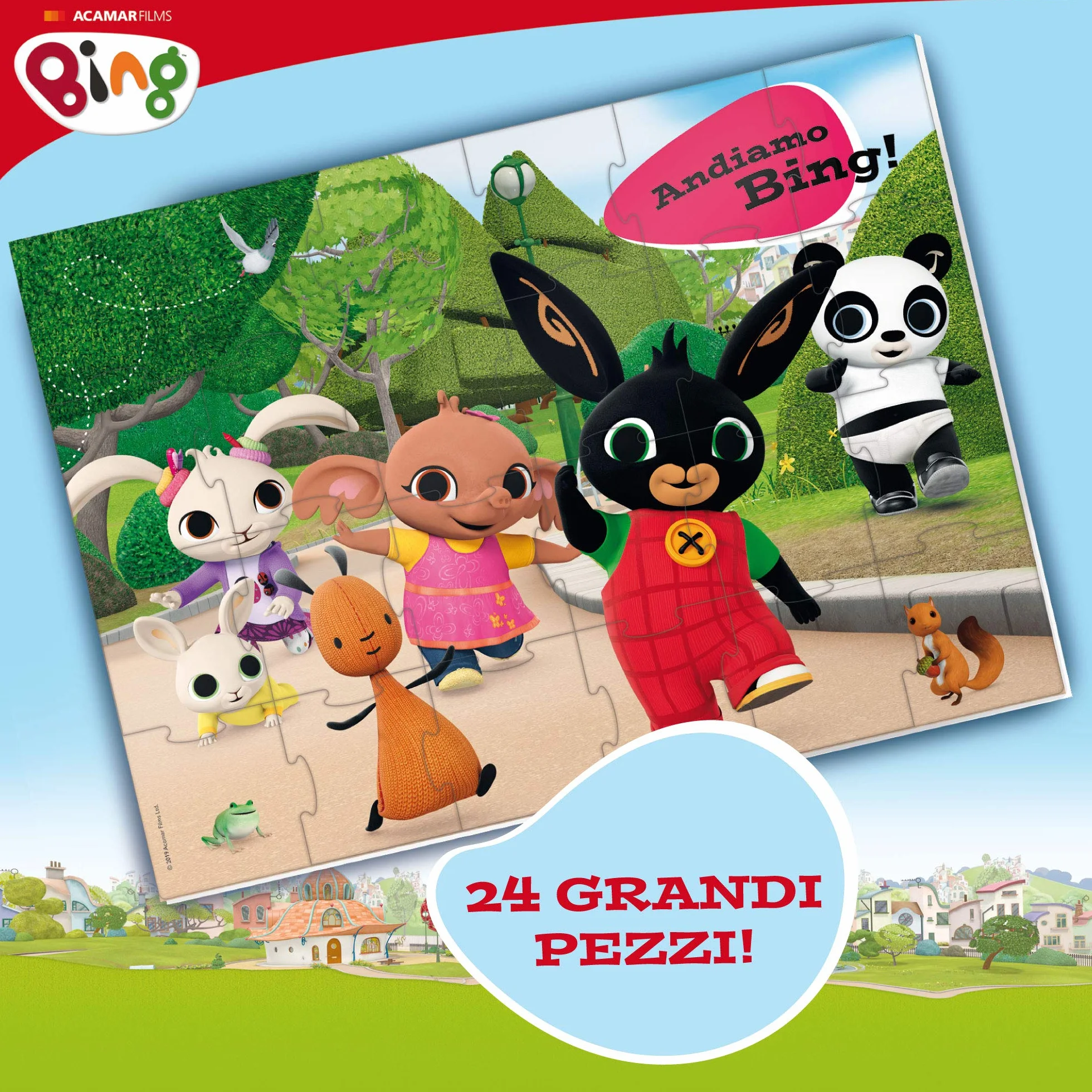 Liscianigiochi - BING GIANT FLOOR Mega Puzzle 24 PCS 70x50 cm - Vamos Bing! Juego educativo para niños de 1 á 4 años (74709)