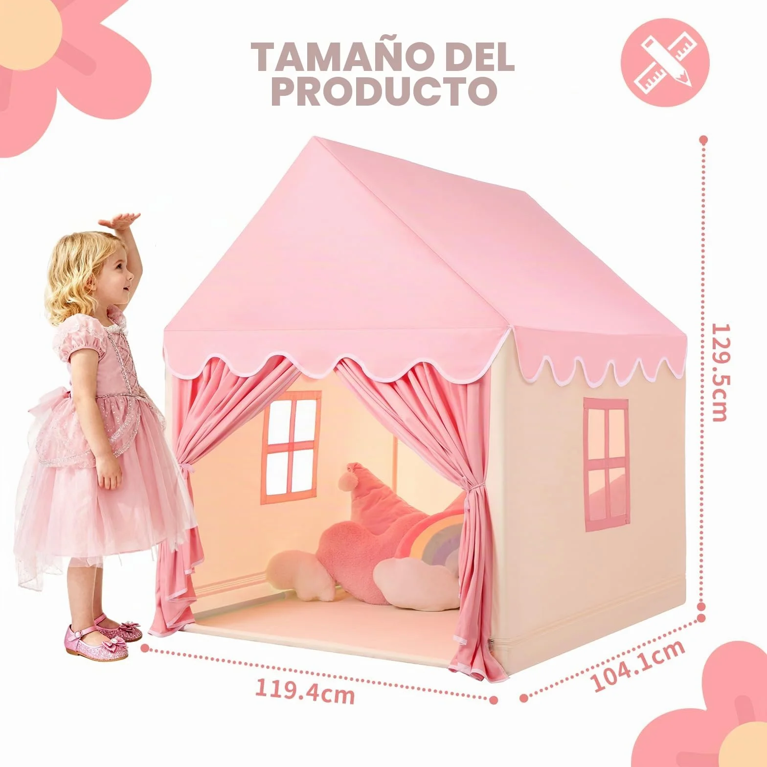 Wilwolfer Tienda de Juego para Niños Tipi Casa Infantil de Tela Interior Exterior Juguete
