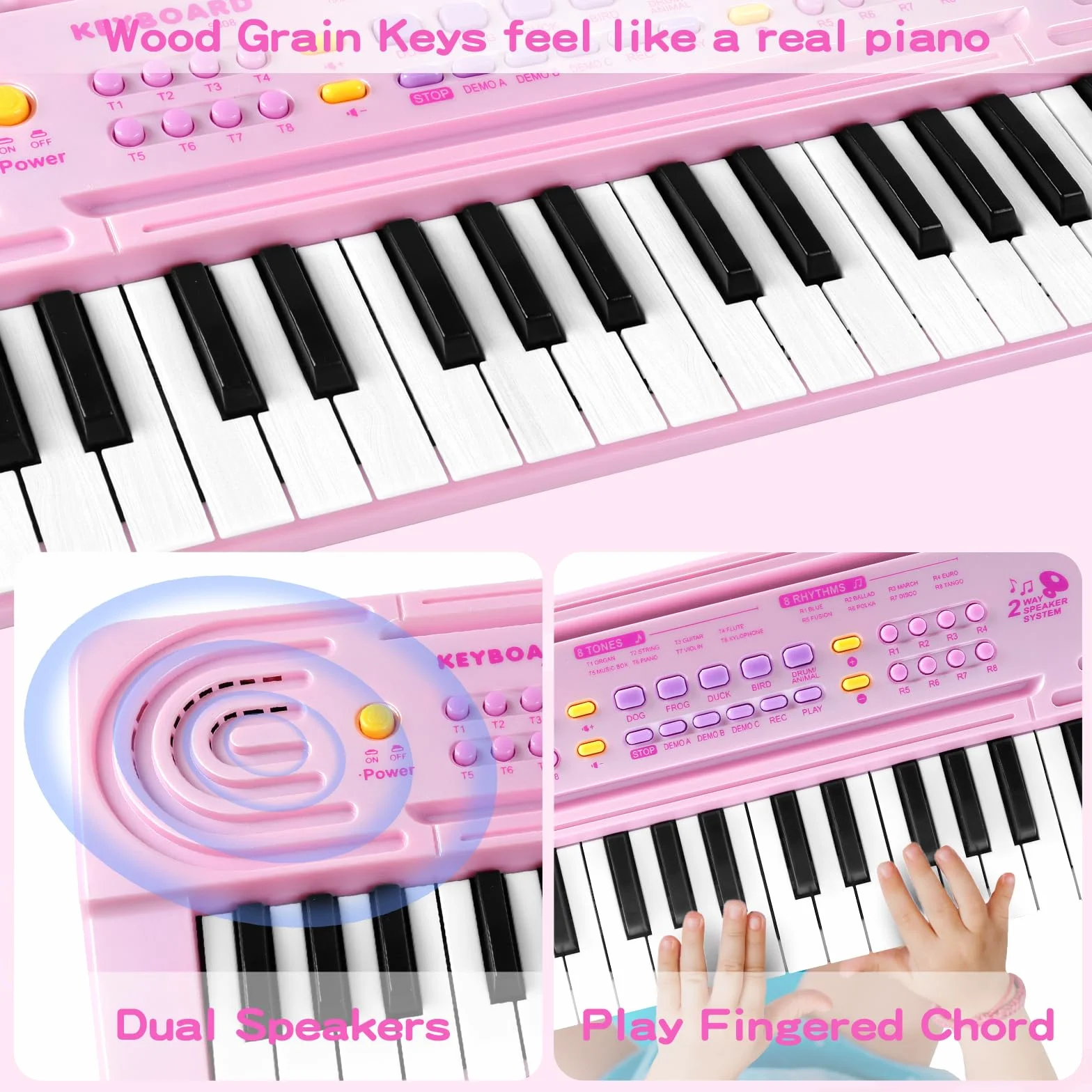 Teclado Electrónico Piano Infantil, 37 Teclas Teclado Multifunción Portátiles con MicróFono, Organo Electronico Piano Musical Regalo para de Niños y Niñas para Niños 3+ Años, Seguro y Duradero