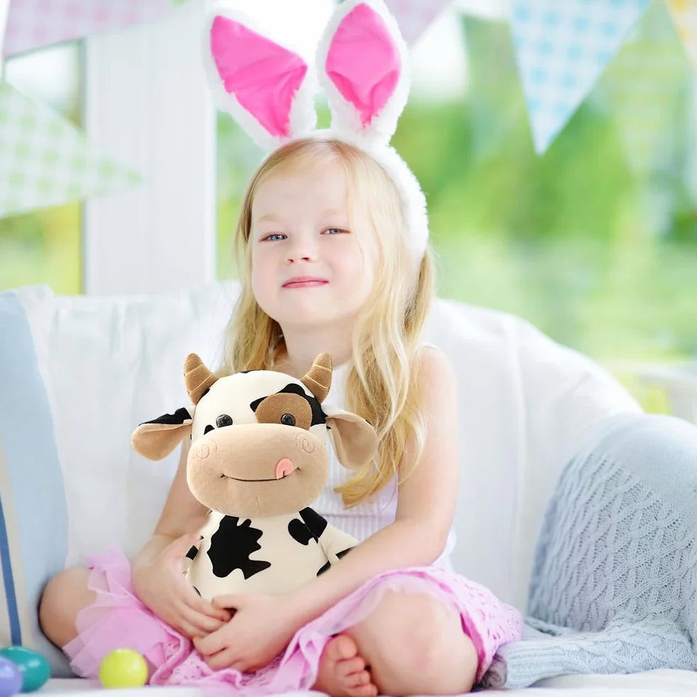 Vaca Peluche Suave De Animales Dibujos Lindo Juguete Muñeco De Juguetes Plush Pequeños para Niños Regalo De Cumpleaños 30cm