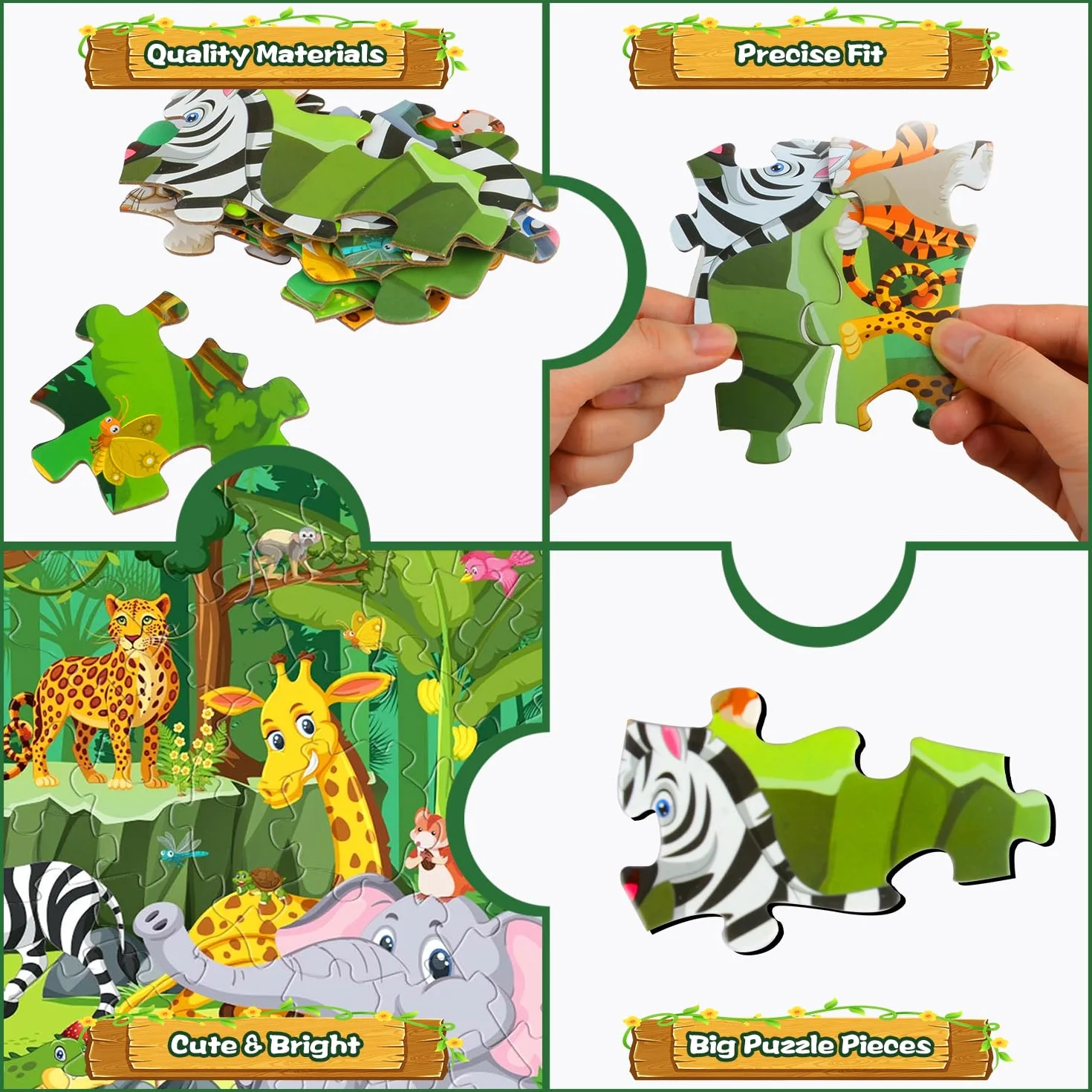 Rompecabezas de la Selva con 71 Piezas - Animales de Juguete Educativo para Niños y Niñas de 3 a 8 Años - Regalo Ideal para Cumpleaños y Fiestas