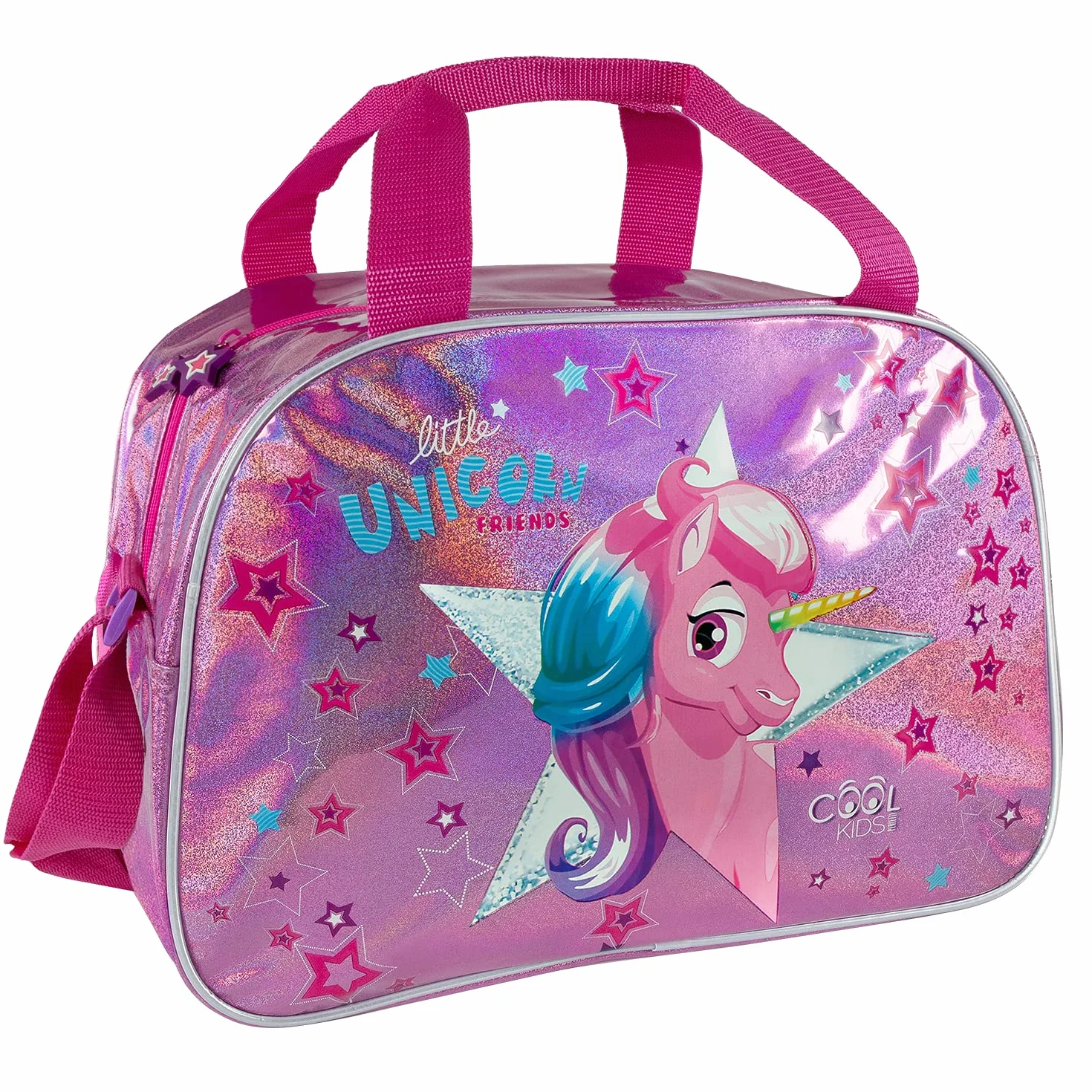 PERLETTI Bolsa Deporte Niñas Bandolera Colorida Mochila Gimnasio Chicas Estrellas Reflectantes 28x41.5x21