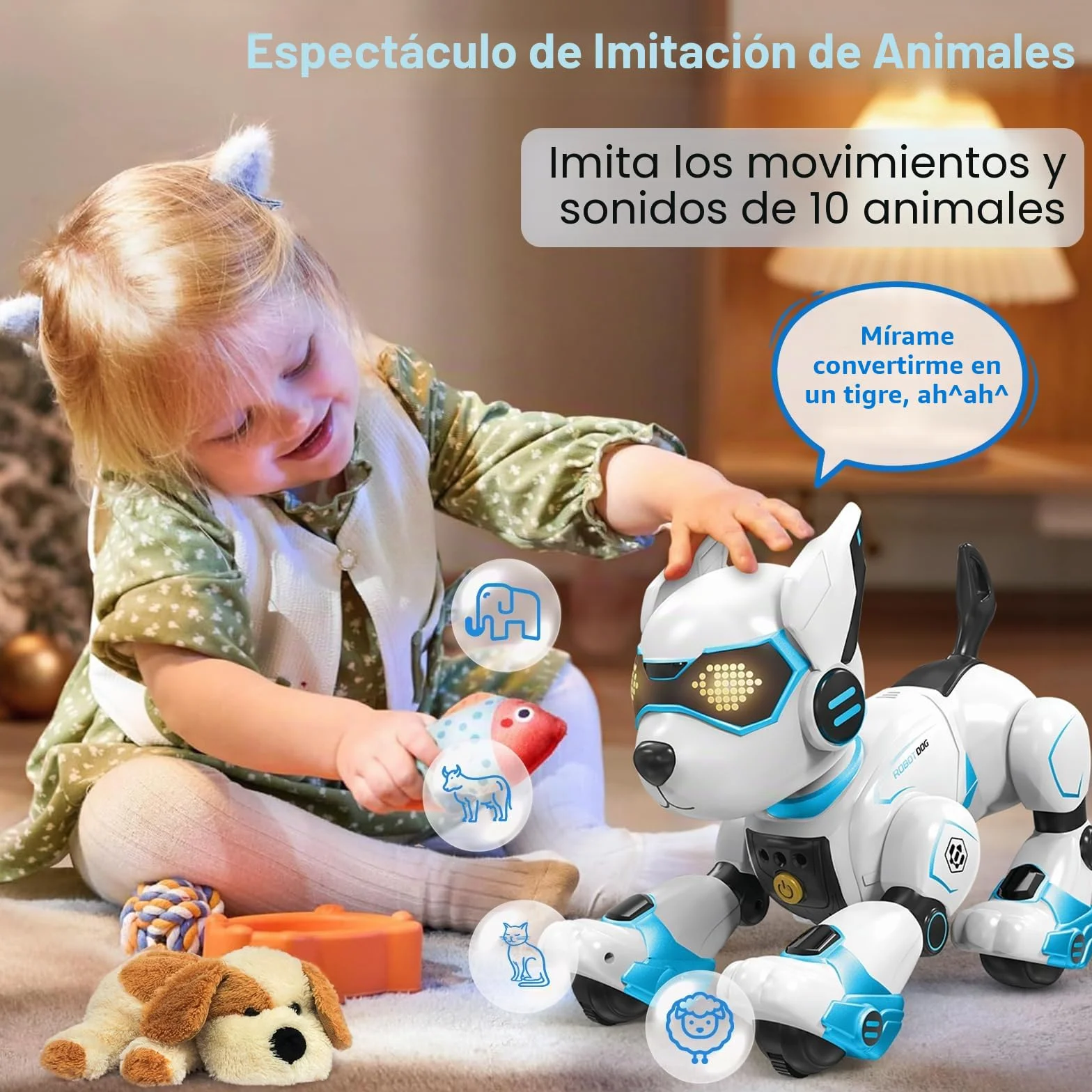 PRANITE Perro Robot para Niños, Perro Robot Programable e Interactivo, Juguete Teledirigido Recargable con Control por Voz y Gestos, Música y Baile, Regalo Ideal para Niños y Niñas