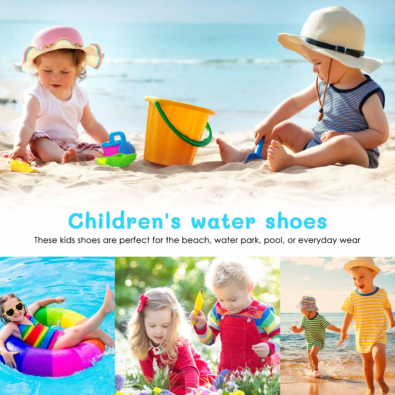Calcetines de Piscina Bebe, Zapatos de Playa para Niños con Suela Gruesa Antideslizante Flexible Transpirable 22-35EU