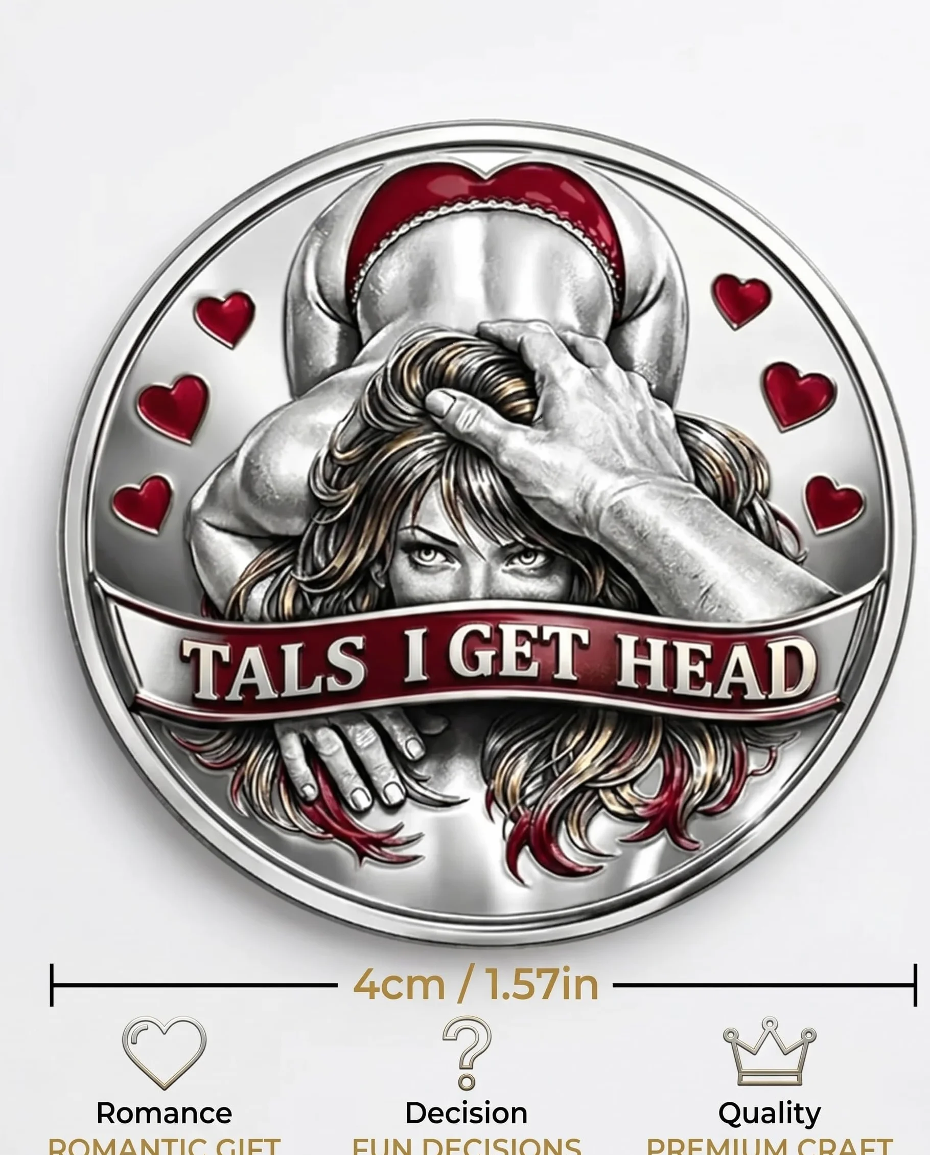 Moneda de Desafío para Parejas 1 Unidad Moneda Conmemorativa con Relieve 3D Regalo Divertido para Parejas Decisión Romántica Momentos Lúdicos San Valentín Aniversario