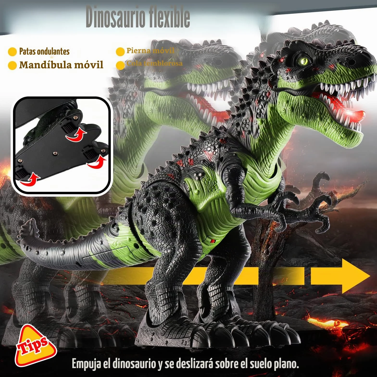 TOEY PLAY Dinosaurio Juguete Grande, Realistas Tiranosaurio Rex, Eléctrico Dinosaurios Juguetes con Sonido, Camina, Plástico Dino Figuras Regalos para Niños Niñas 3 Años (47 cm)