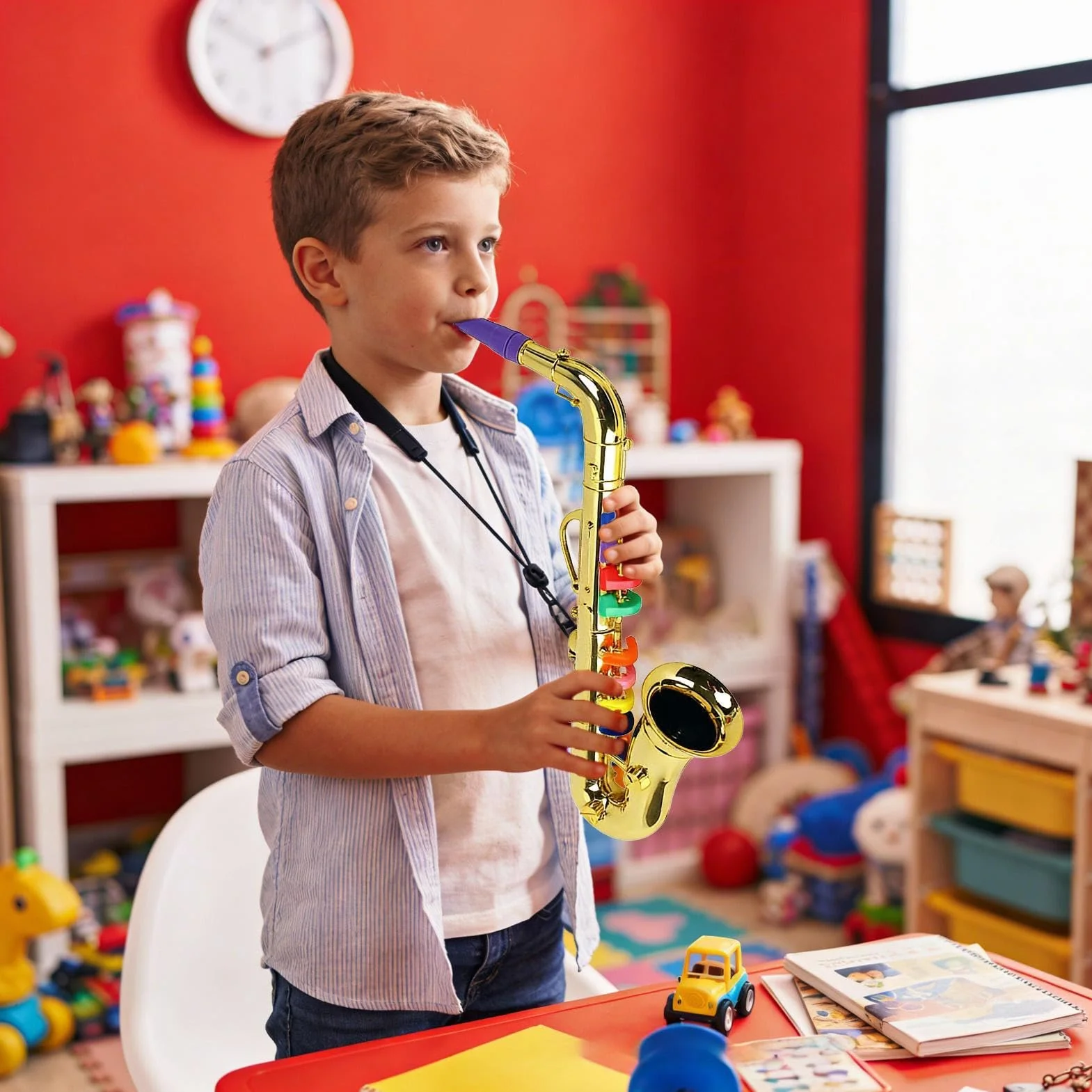 musical para saxofón, instrumento educativo para niños, accesorio de soplado ligero con botones táctiles, de gestión de sonido altamente creativo, hardware musical de clase