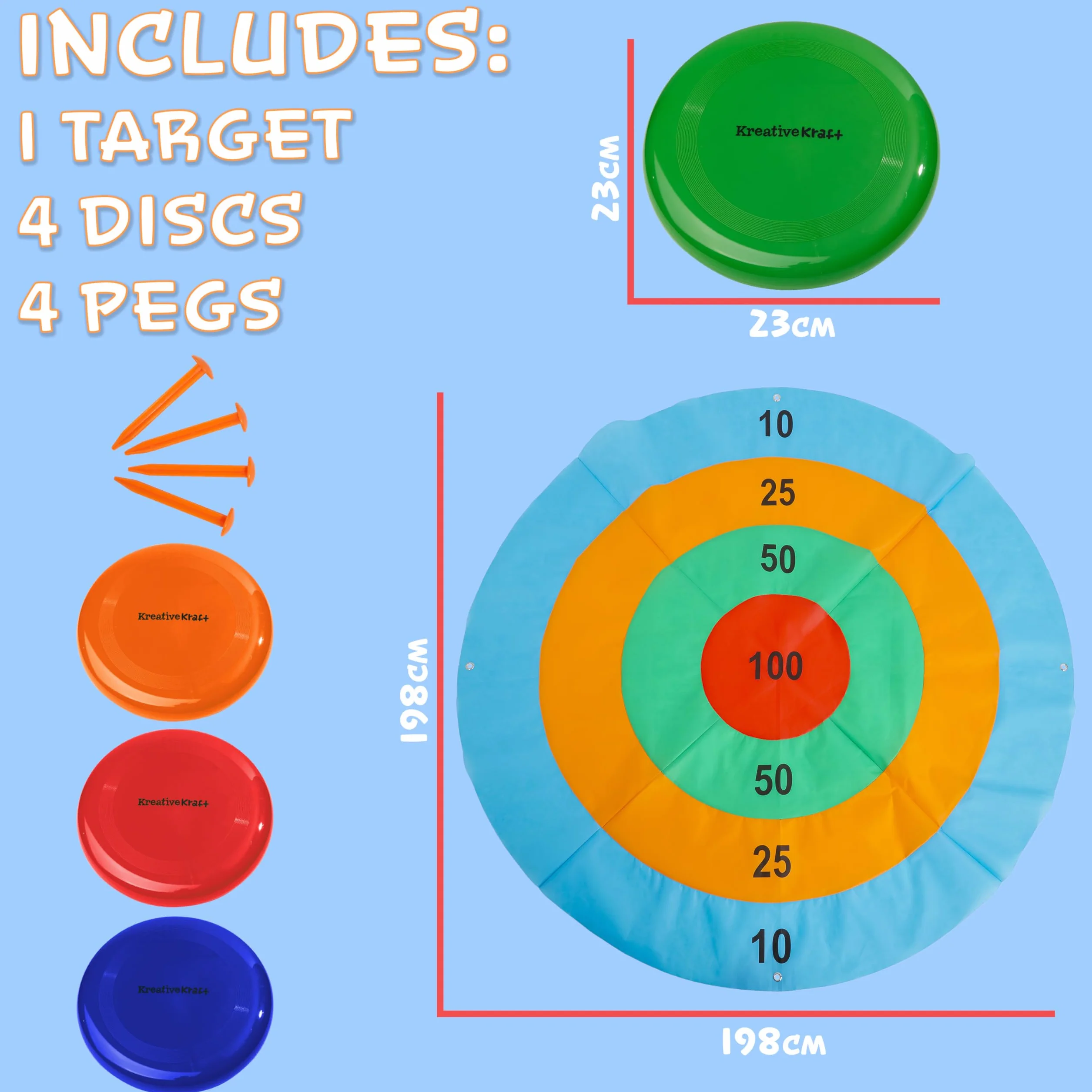 KreativeKraft Juegos Infantiles Juegos Exterior Niños Familia Adultos para Fiesta Cumpleaños Jardin Aire Libre Sacos para Carreras Ring Toss Game (Disc Toss)