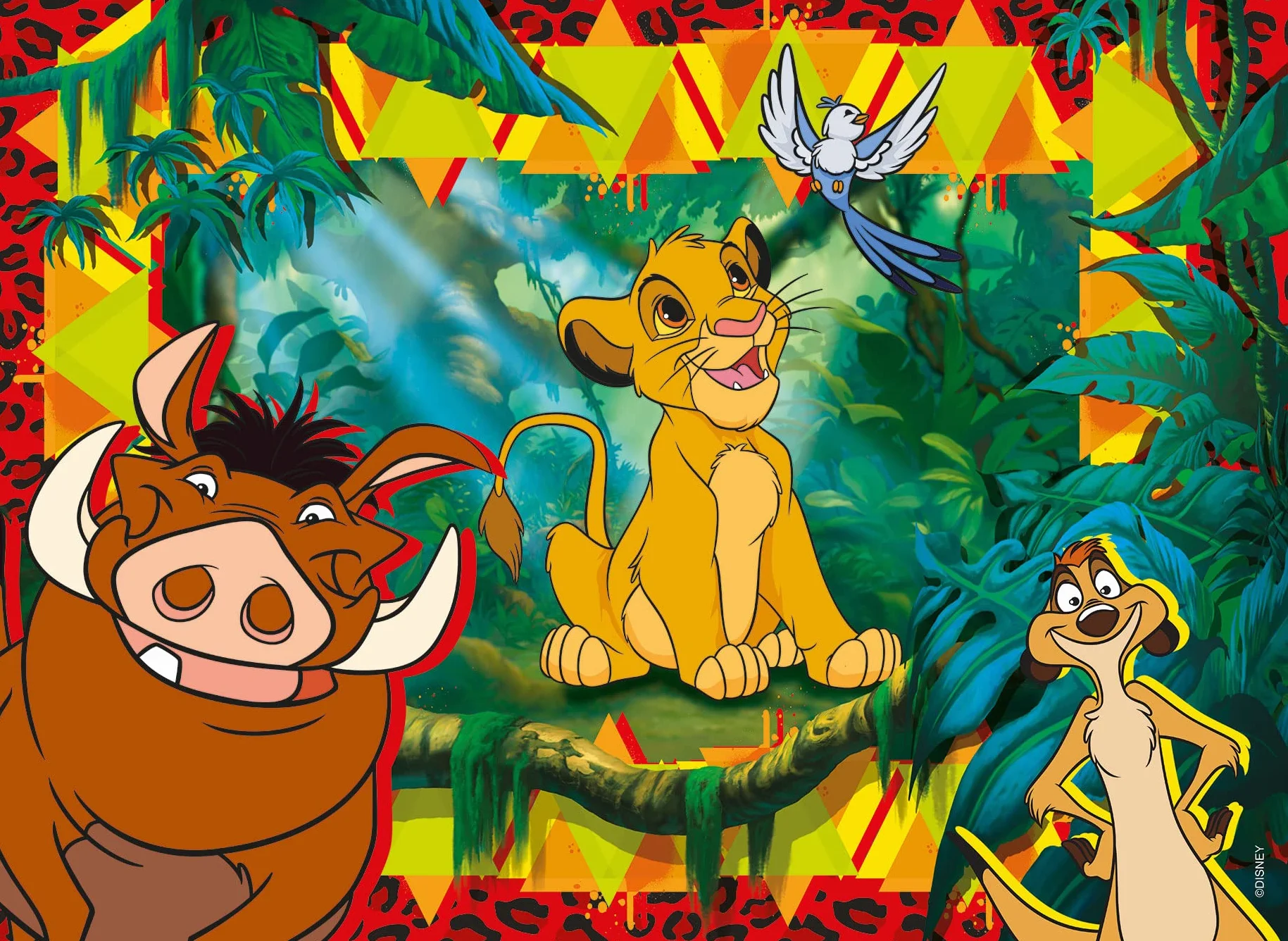 Liscianigiochi , Puzzle Maxi Floor para niños de 60 piezas, 2 en 1 Doble Cara con reverso para colorear - Disney Rey León - 91751