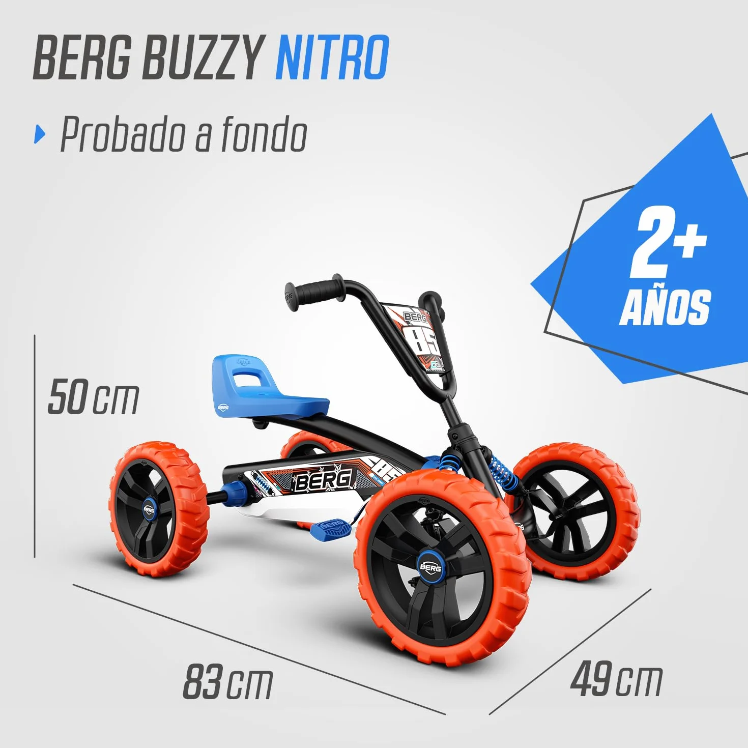 BERG Kart a Pedales Buzzy Nitro | 2-5 años, cuadro resistente, asiento regulable, volante regulable
