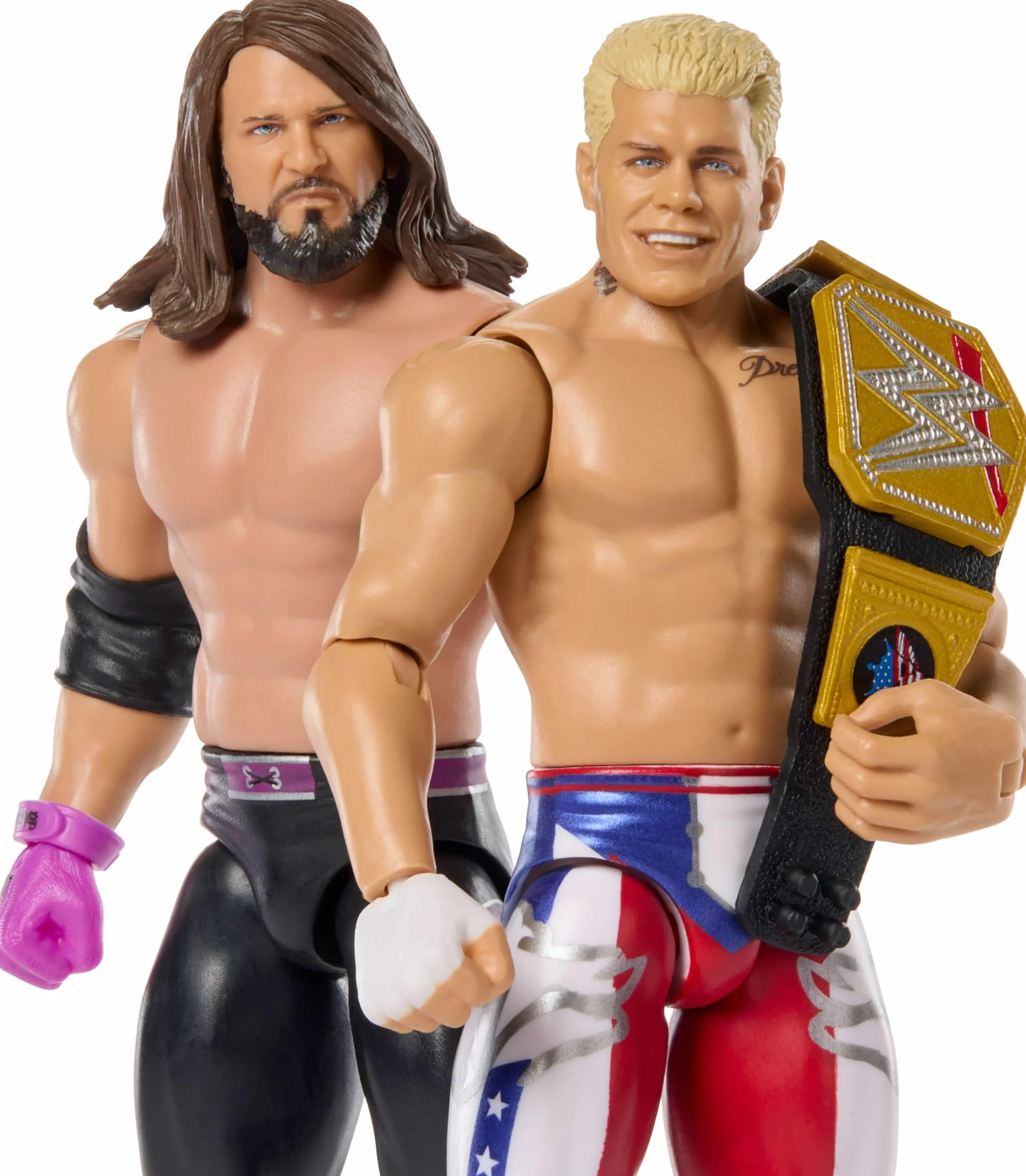 Mattel WWE Main Event Showdown - Figuras de acción con accesorio, serie #22 Cody Rhodes vs AJ Styles, juego coleccionable, 6 pulgadas