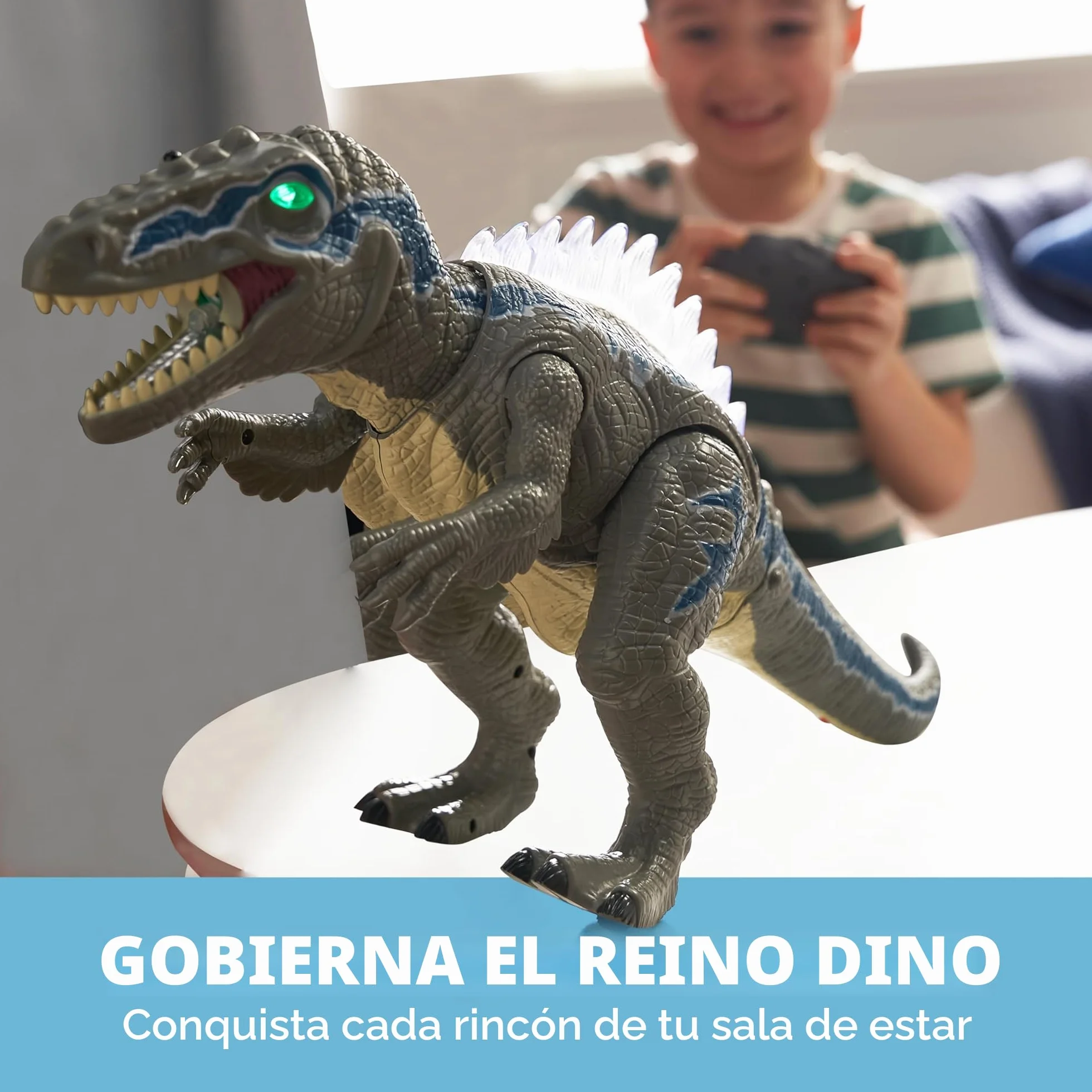 SYNCFUN Juguetes de Dinosaurios de Control Remoto para Niños y Niñas de 3 4 5 6 7 Años, Dinosaurios T-Rex Realistas Que Caminan y Rugen, Regalo de Cumpleaños y Navidad para Niños y Niñas Qequeños