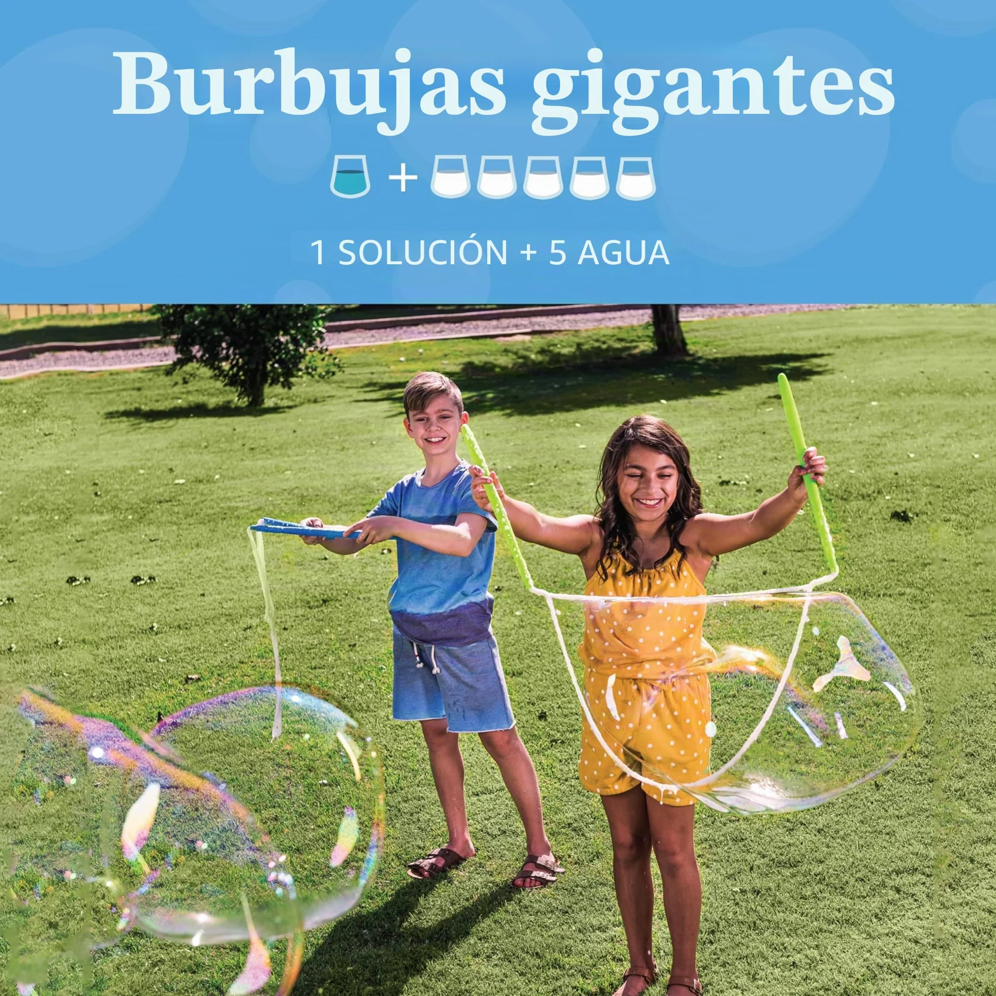 JOYIN 2 x 0,95 liquido pompas de jabón de(hasta 19 litros), solución para Burbujas Grandes, CONCENTRADA para máquina de Burbujas, Pistola, Varita mágica, Pascua, Verano para niños y niñas, Juguetes