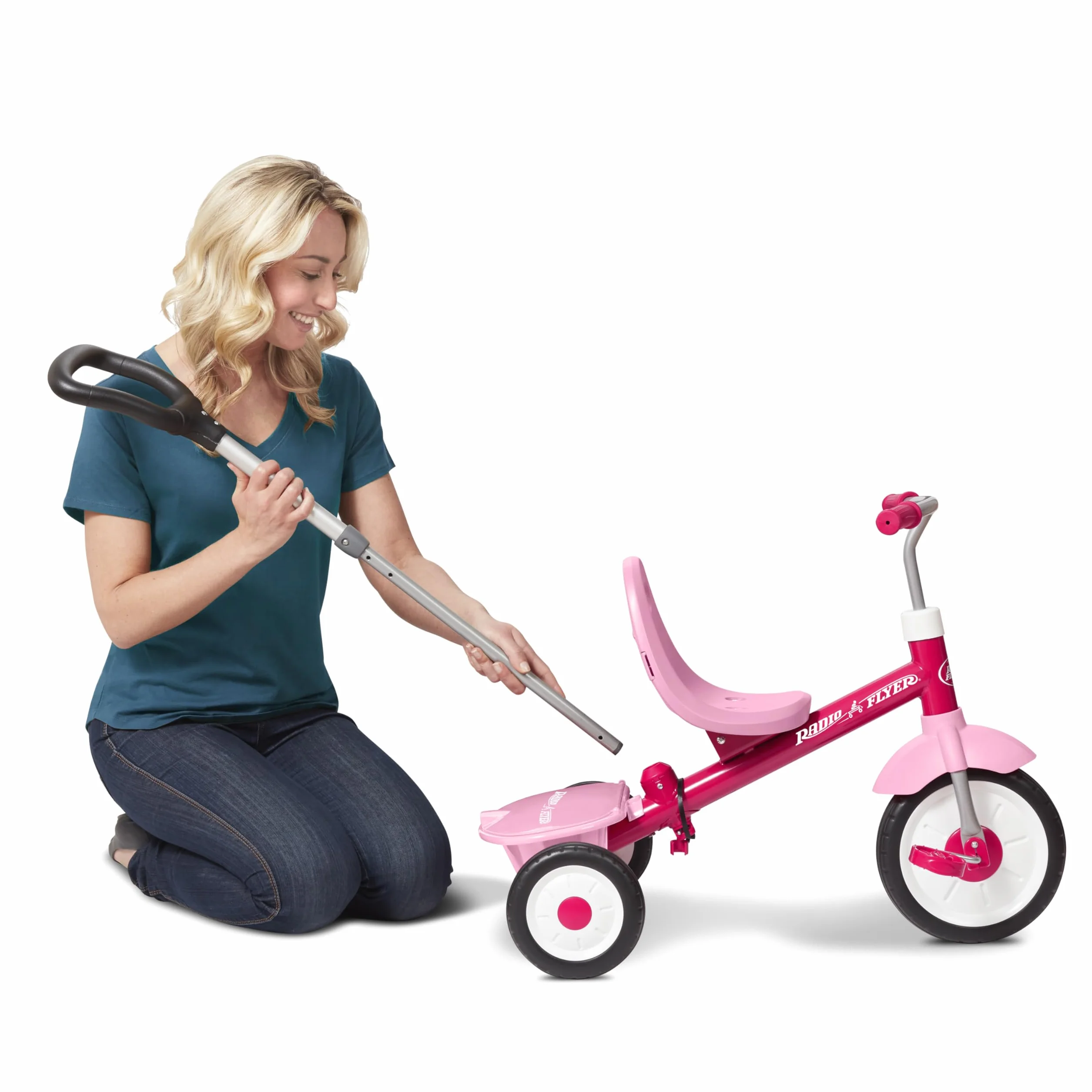 Radio Flyer 3 en 1 Triciclo Stroll 'N Trike, Triciclo Rosa para niños pequeños de 1,5 a 5 años