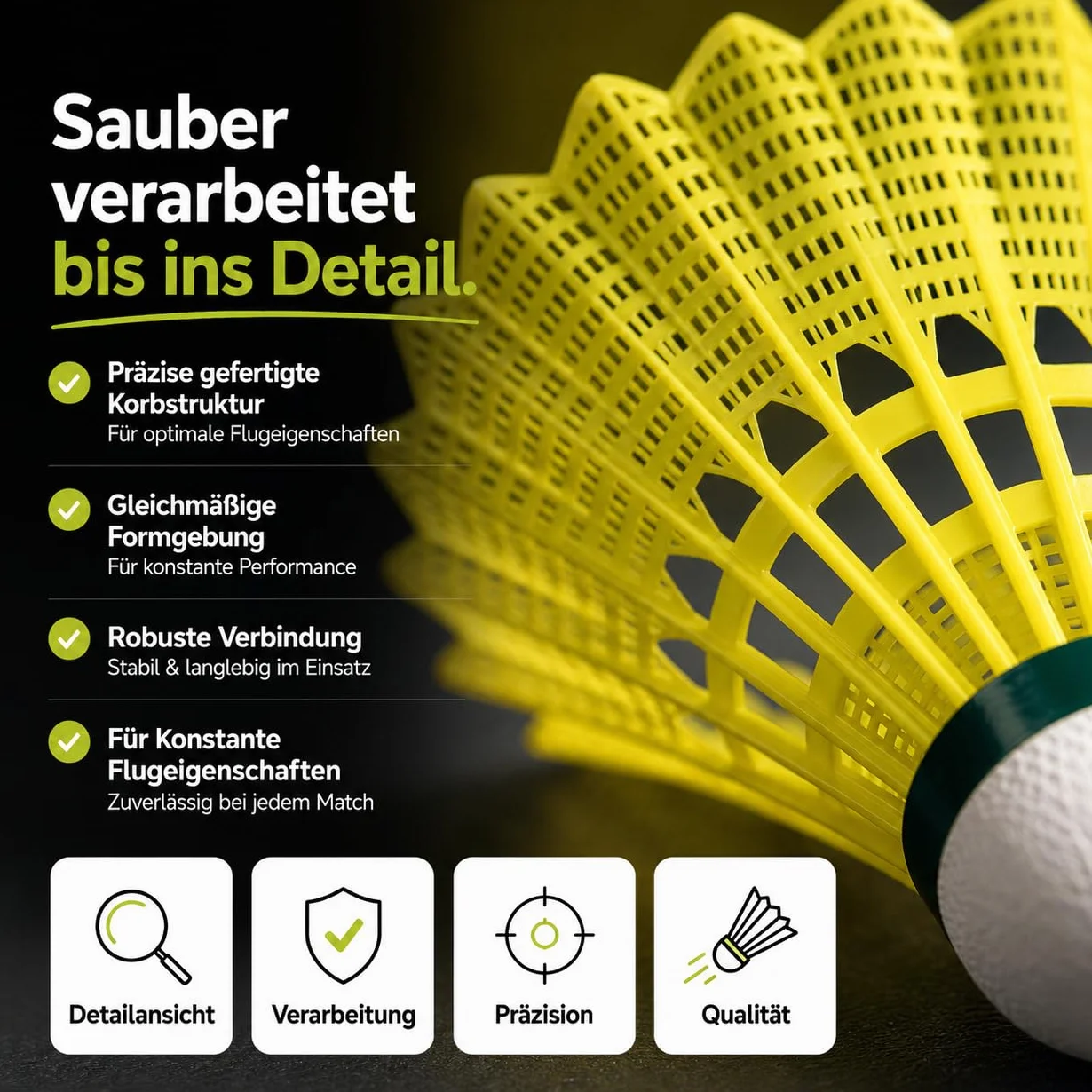 TK Gruppe Timo Klingler Bolas de bádminton Amarillas para Entrenamiento y competición