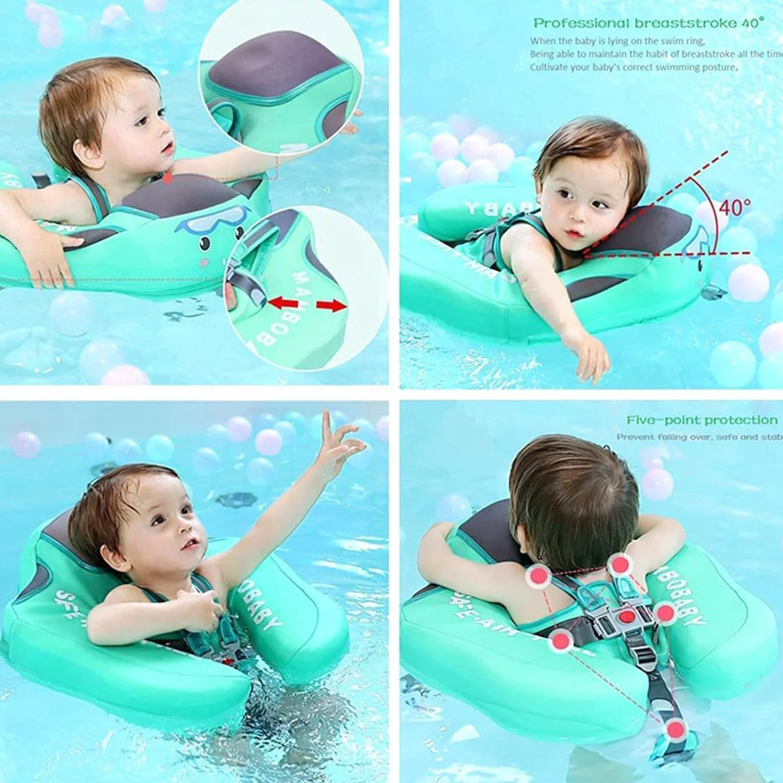 Flotador para Bebé Flotadores Infantiles para Piscina | Flotador Estable con Sombrilla Protectora Solar para Viajes y Verano en Playa o Lago, para Bebés de 3 a 24 Meses