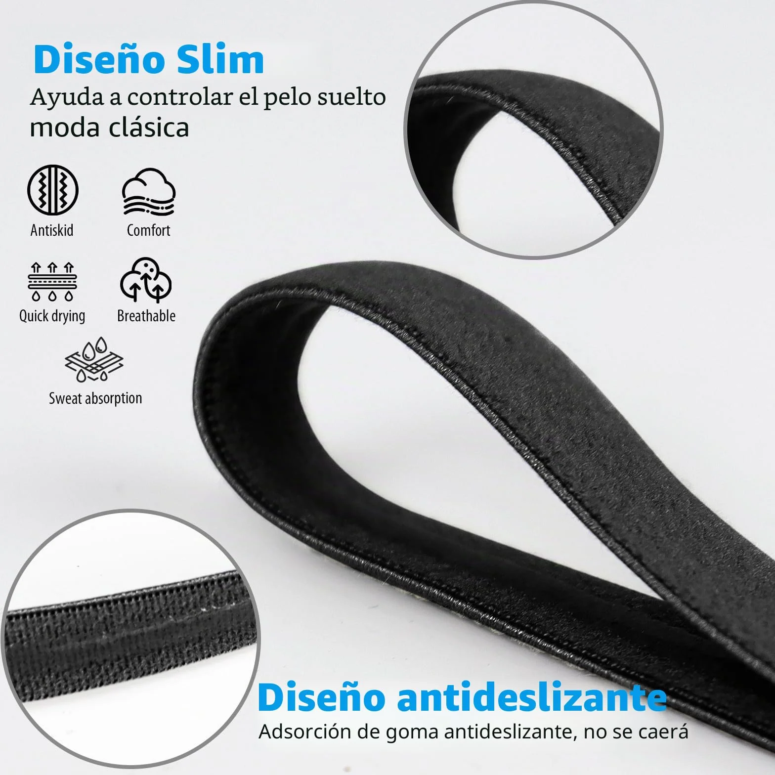 Blooms Cinta Pelo Deporte 6 Piezas Diadema Elastica Antideslizante Deportivas para Yoga Jogging Correr