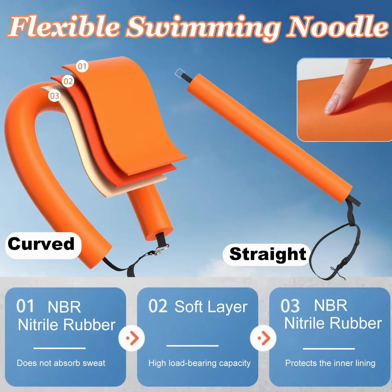 Juego de fideos de espuma flotante flexible para piscina, equipo de natación de alta flotabilidad para flotación recreativa y juego acuático