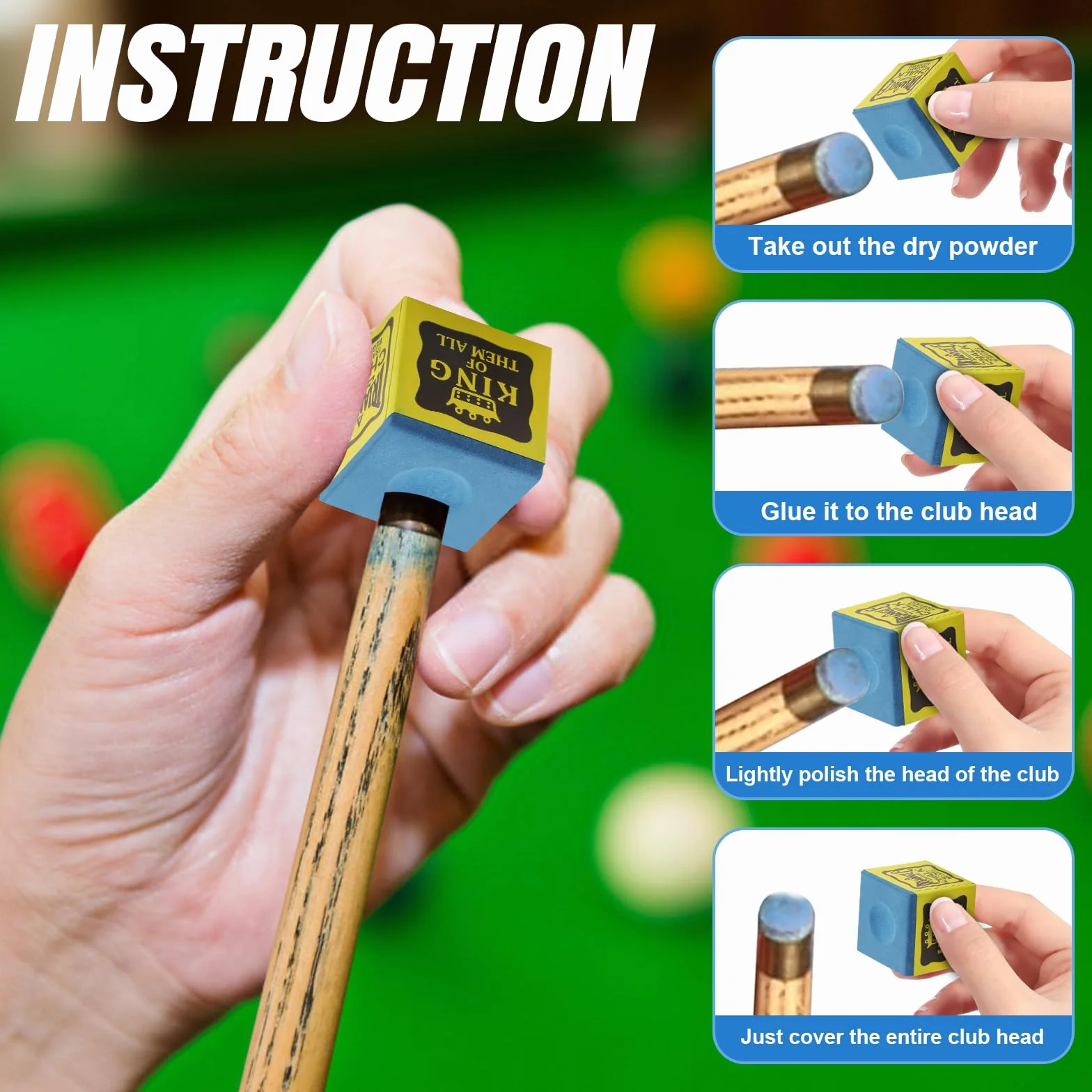 Juego de 12 tizas de billar premium para jugadores profesionales (azul)