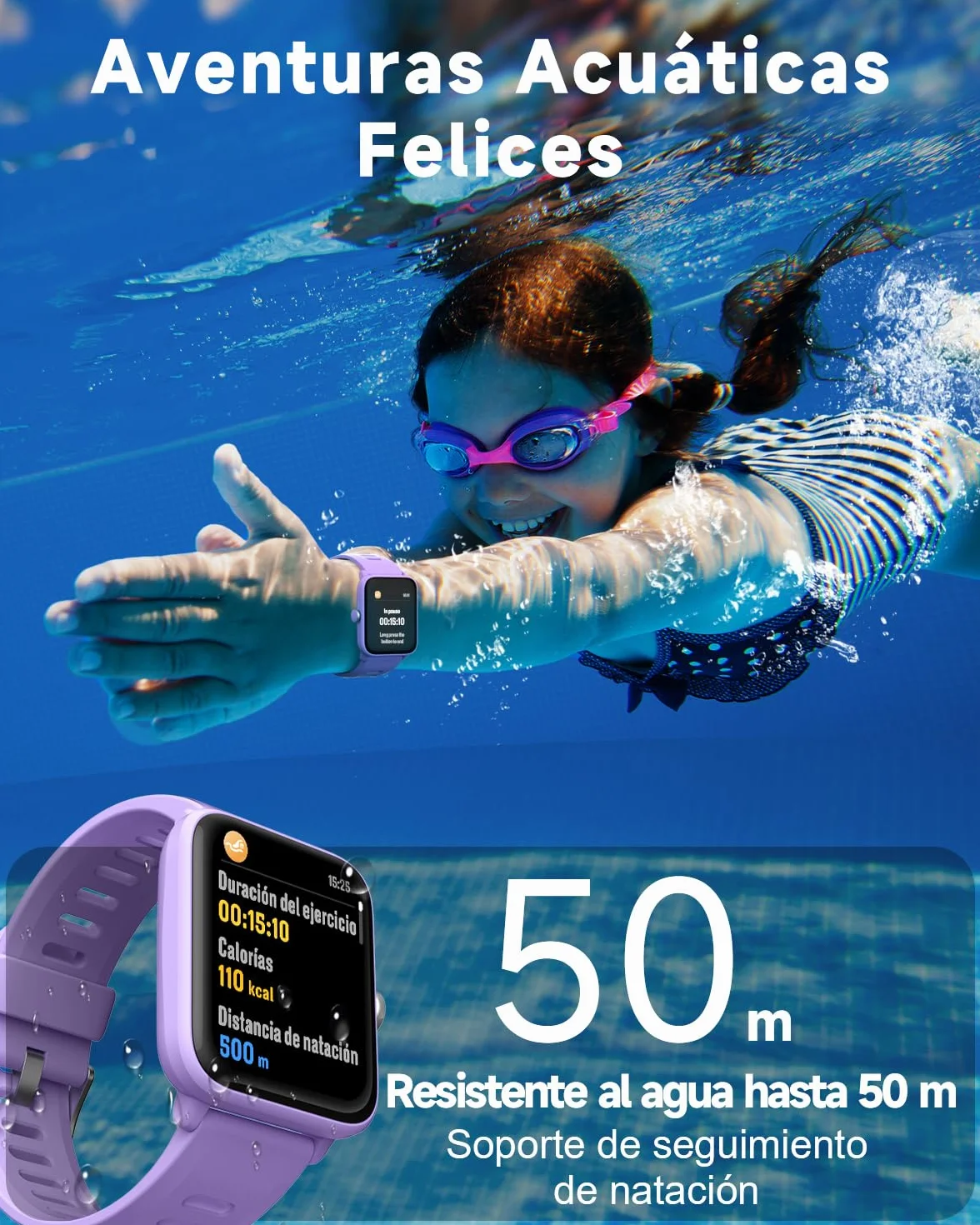 BIGGERFIVE Pulsera Actividad Niñas 3-14 años Reloj Inteligente Podómetro Frecuencia Cardíaca Resistente al Agua 5ATM Monitor Sueño Despertador Juegos Rompecabezas