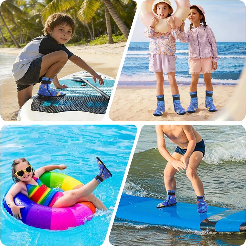 Calcetines de Neopreno 3 mm Antideslizante Térmico para Niño y Niña Buceo Escarpines Voley Playa Surf 31-33